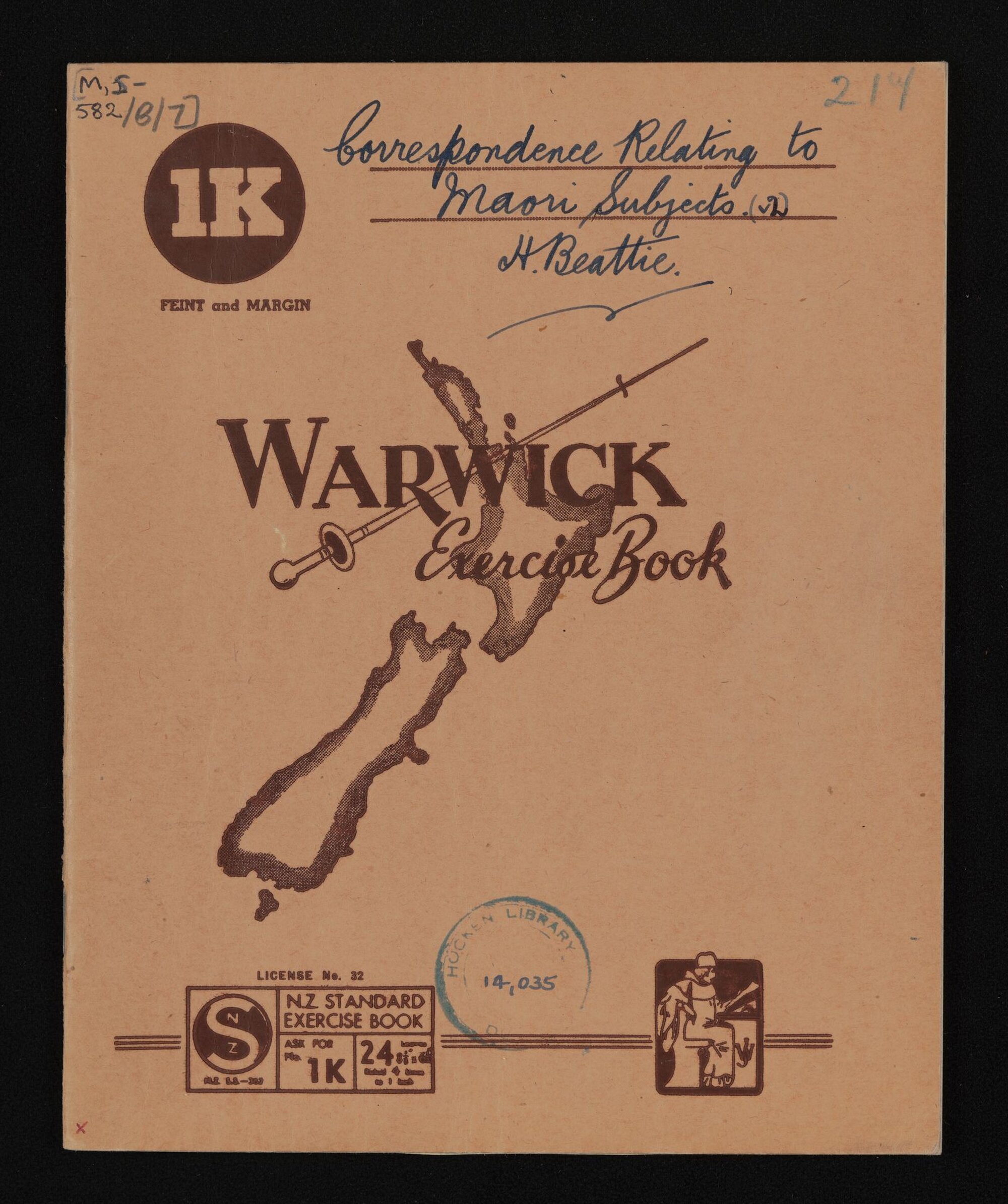 Notebook entitled, 'correspondence relating to Maori subjects, Vol 2'