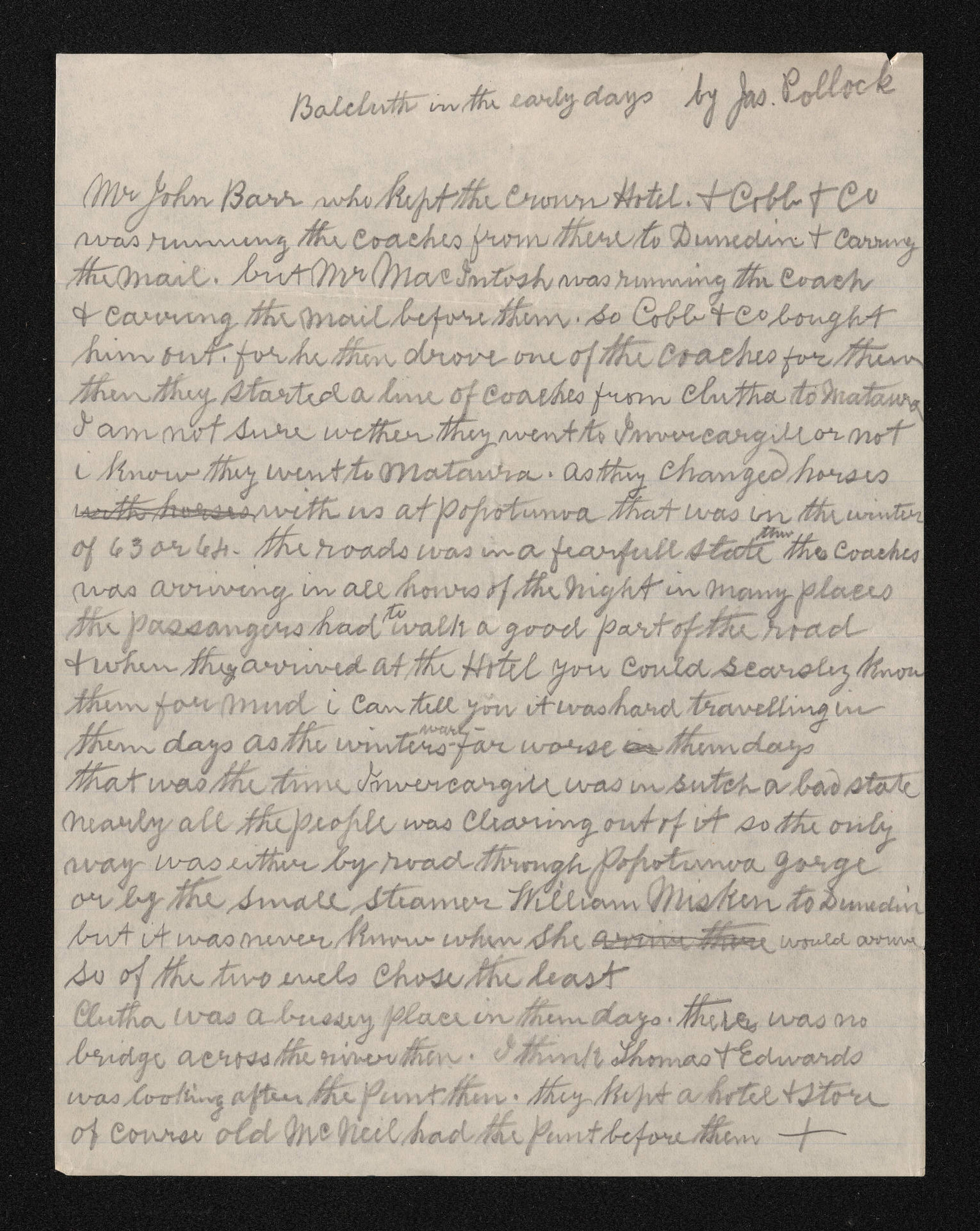 Letter, [n.d.], from James Pollock, to Herries Beattie