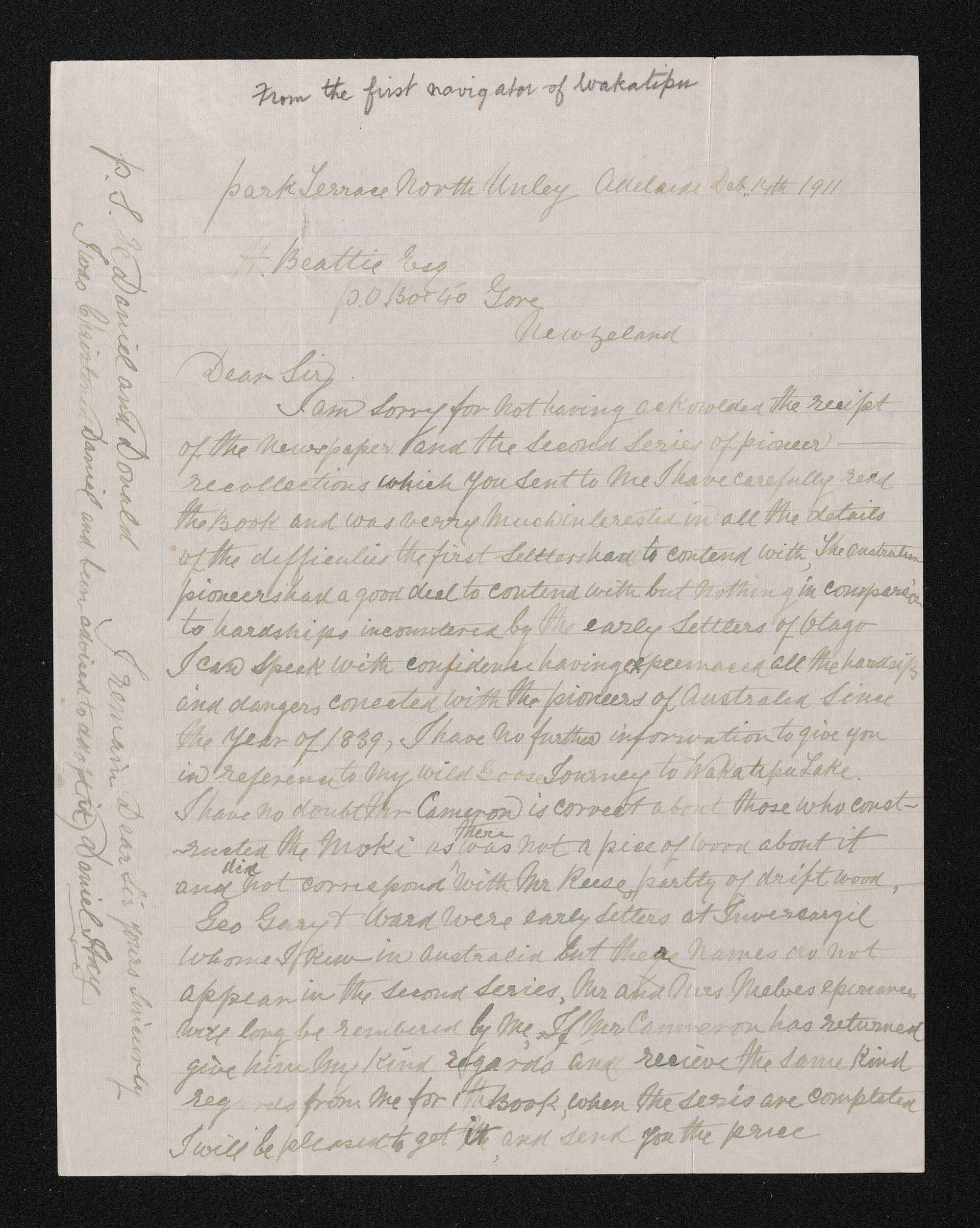 Letter, 14 December 1911, from Daniel Hay, to Herries Beattie
