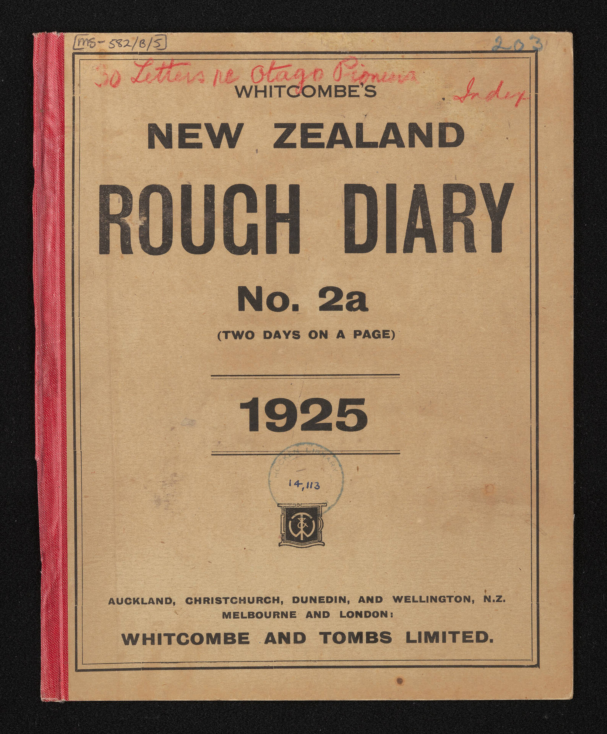 Cover and list of letters in folder