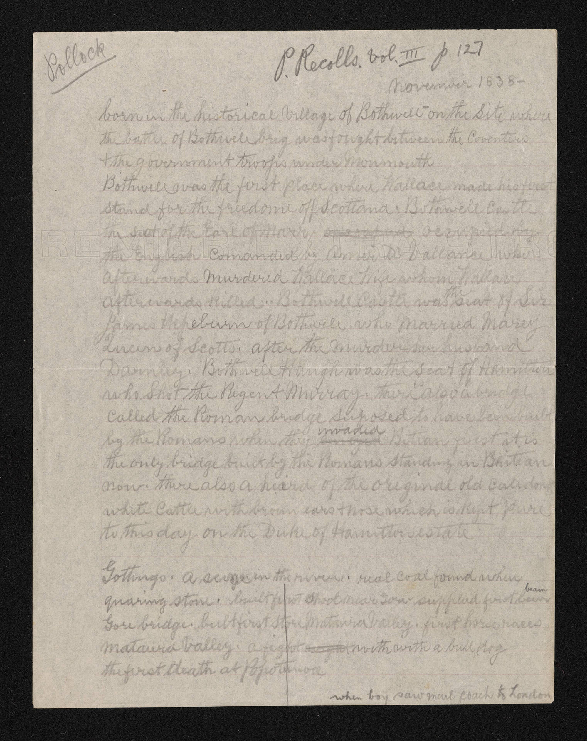 Notes on James Pollock of Tahuna Mount  [n.d.]