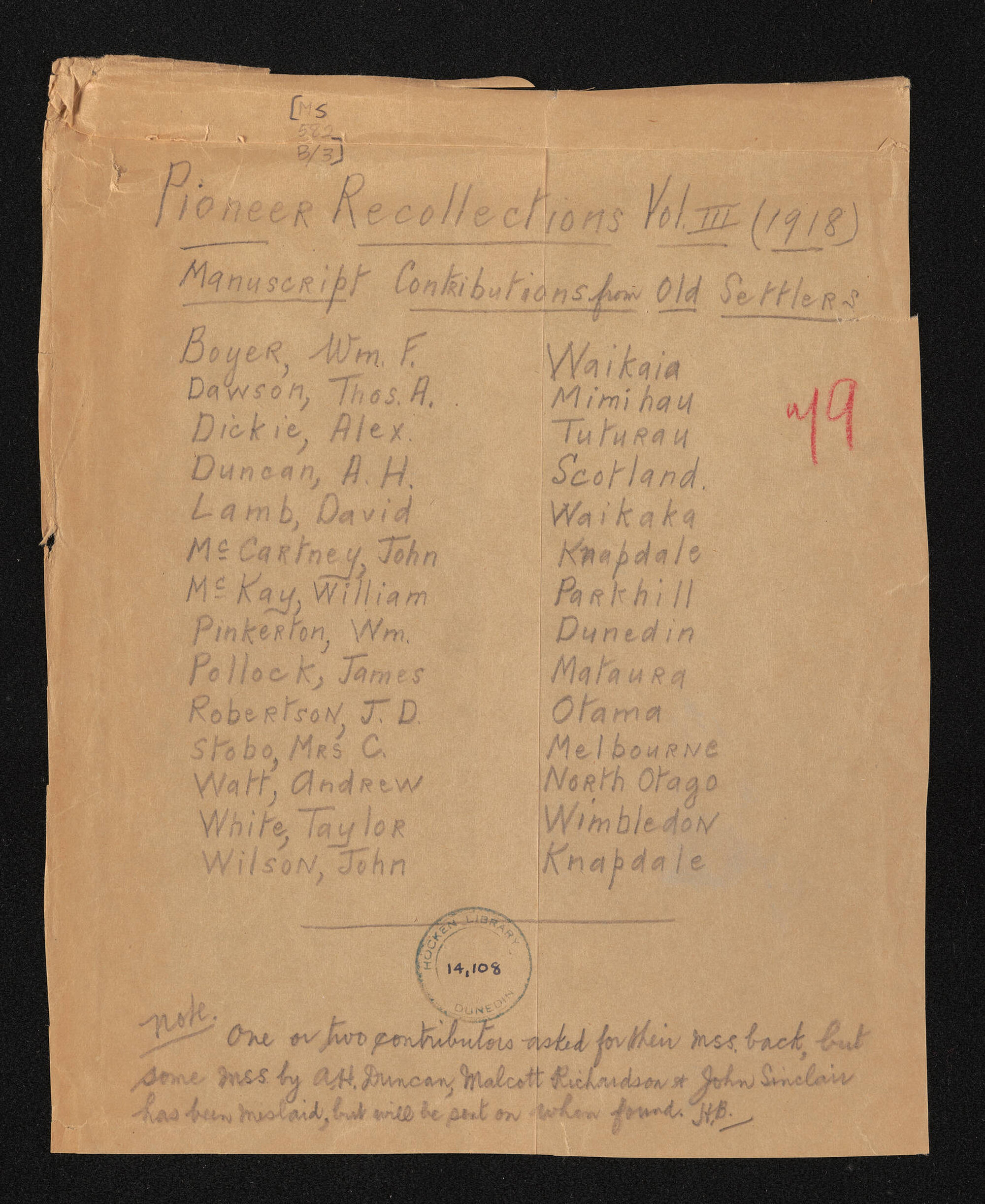 List of letters in folder