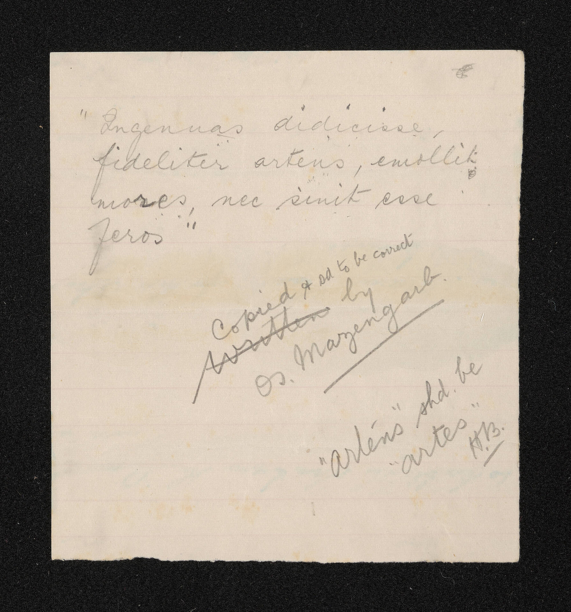 Fragment predominantly in Latin, n.d., by Herries Beattie