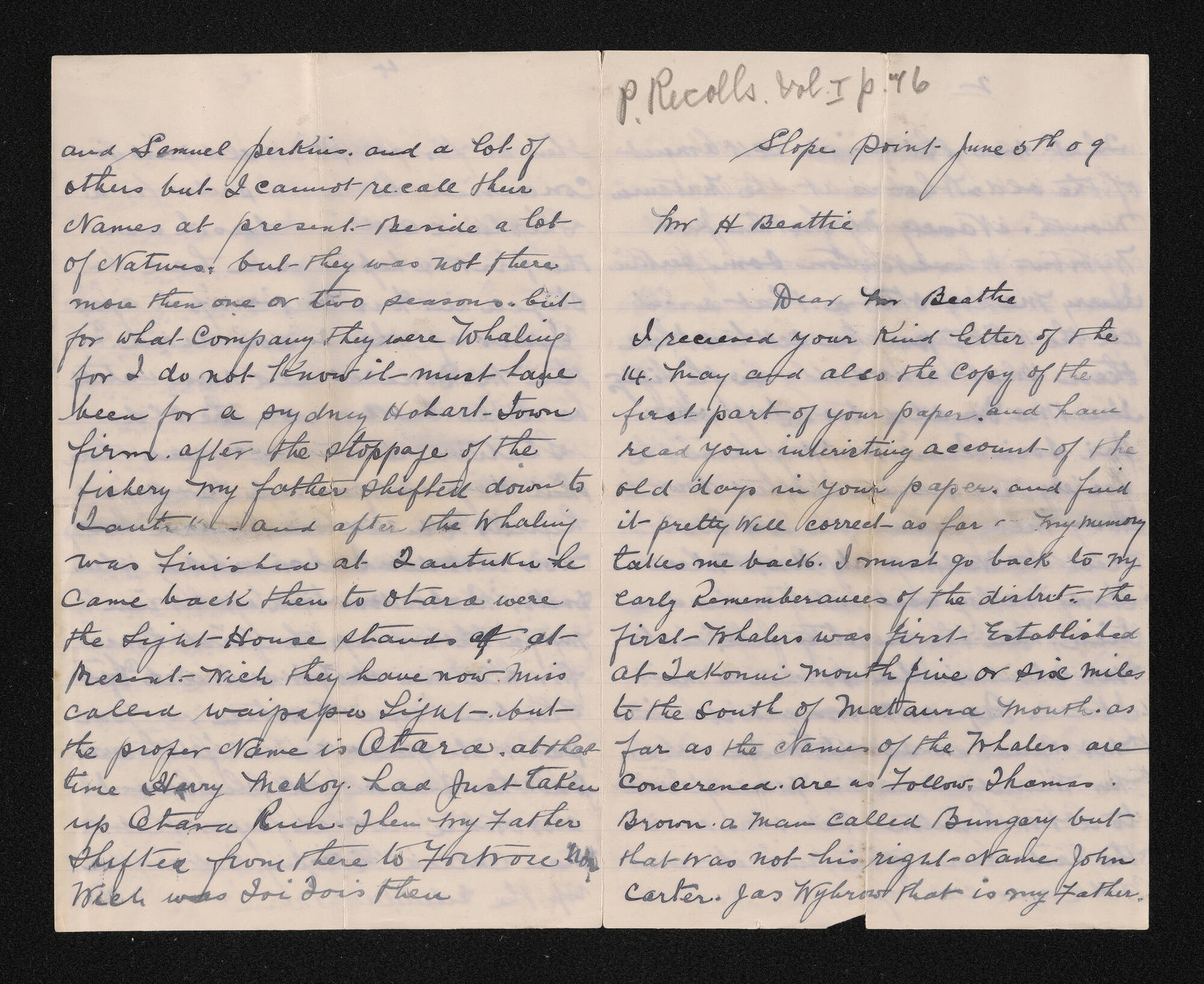 Letter, 5 June 1909, from James Wybrow, to Herries Beattie