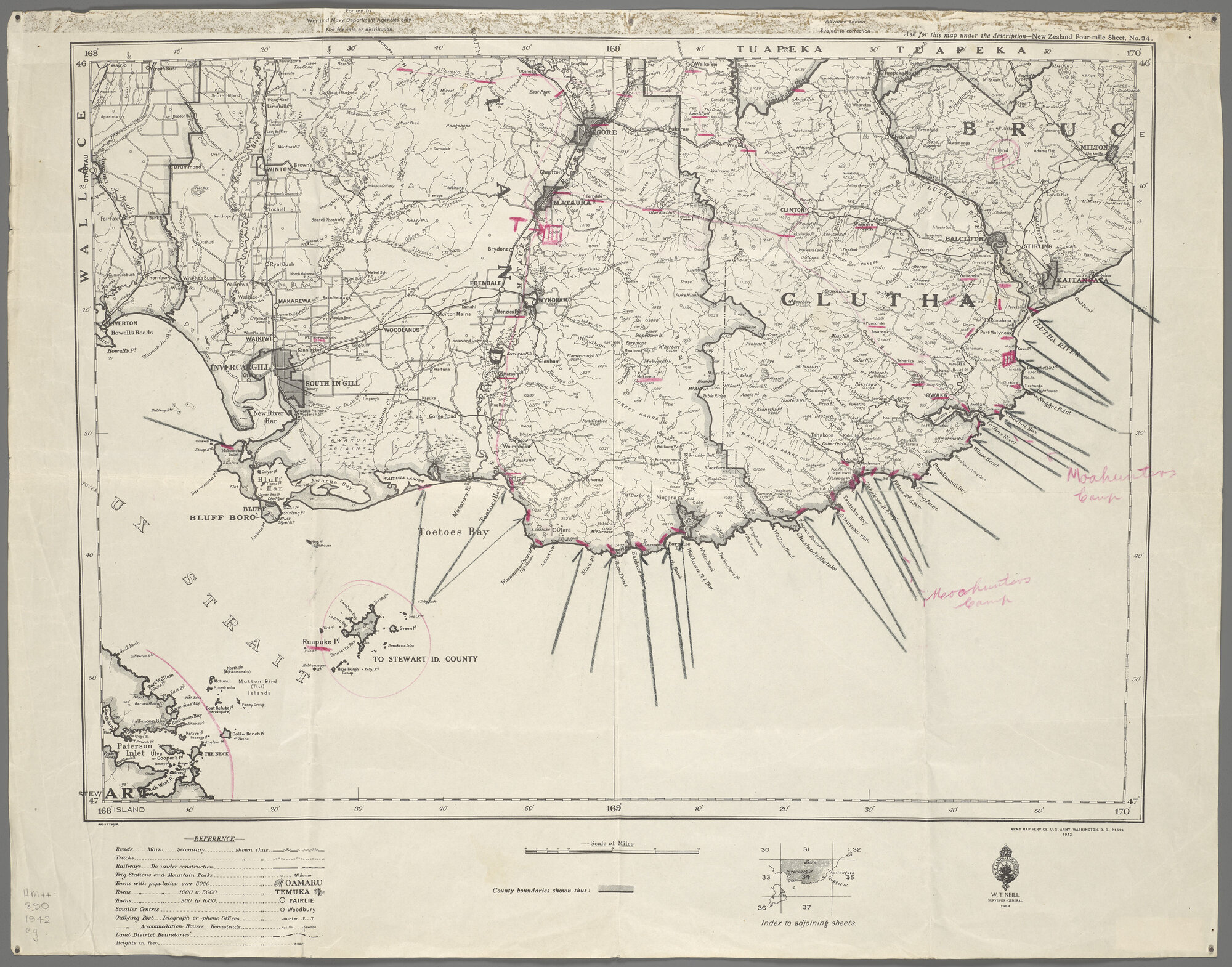 [Moa-Hunter Campsites in South Otago and Southland] [cartographic material].