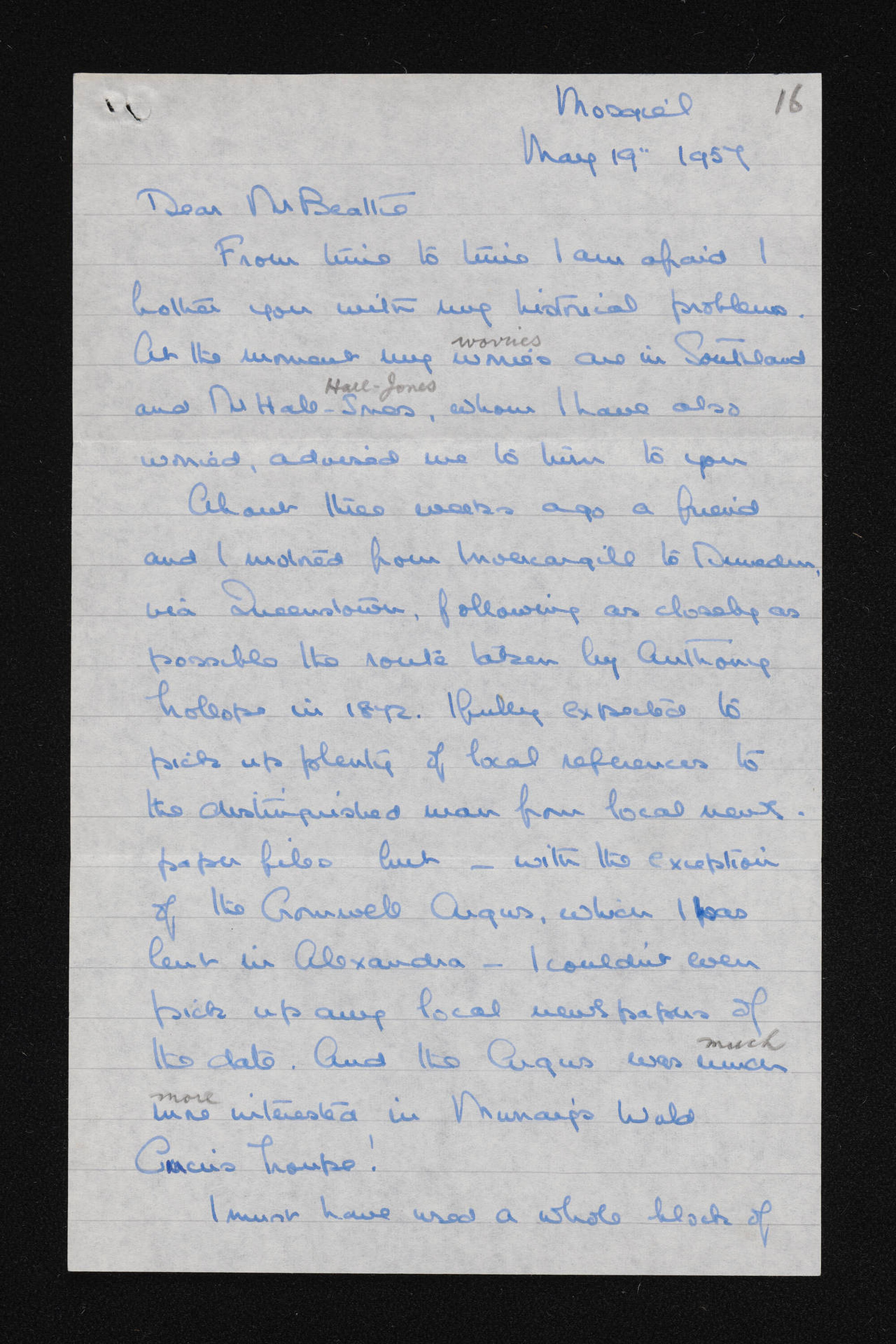 Letter, 19 May 1957, from Margaret S. Shaw, to Herries Beattie