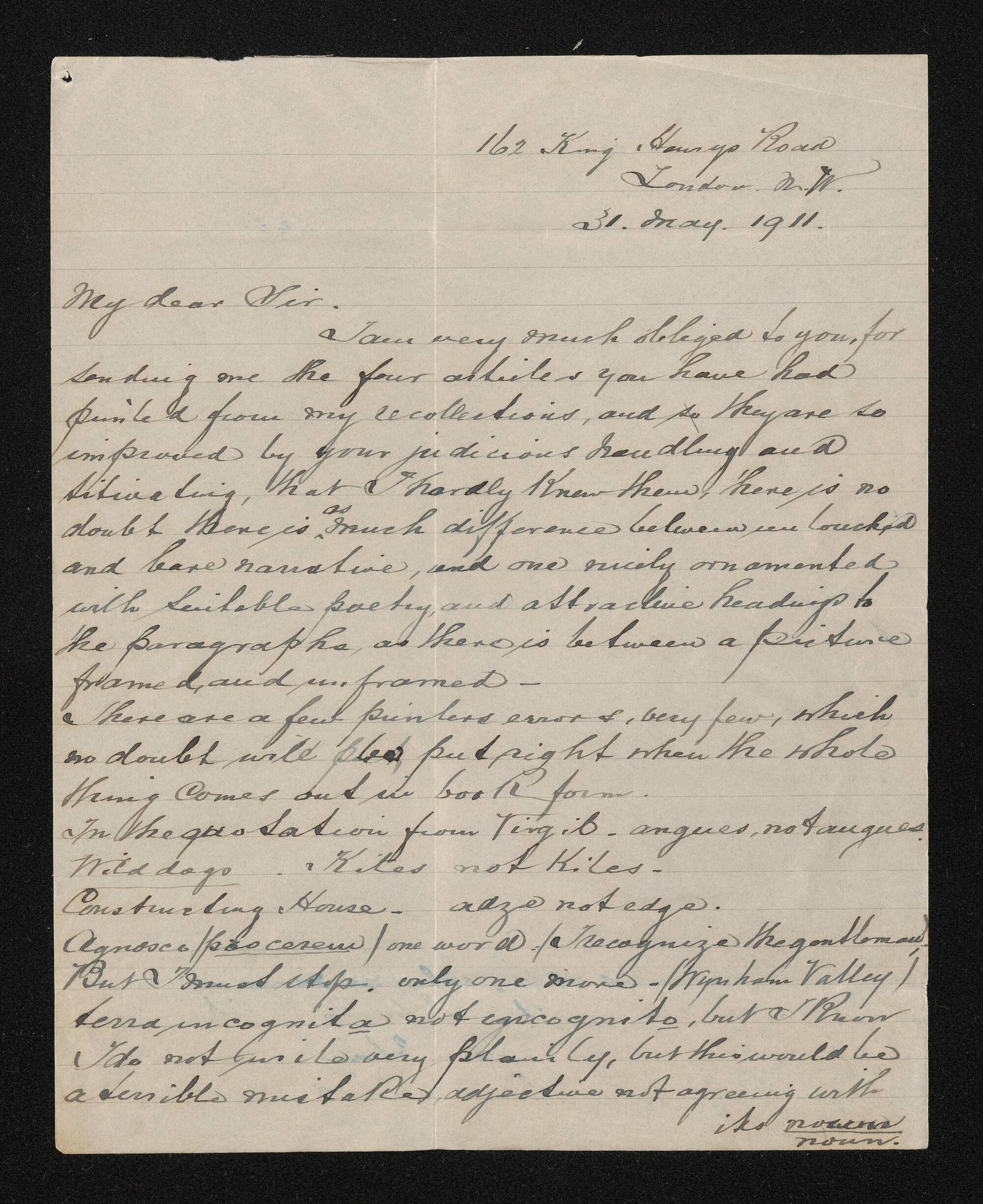 Letter, 31 May 1911, from Fred L. Mieville, to Herries Beattie