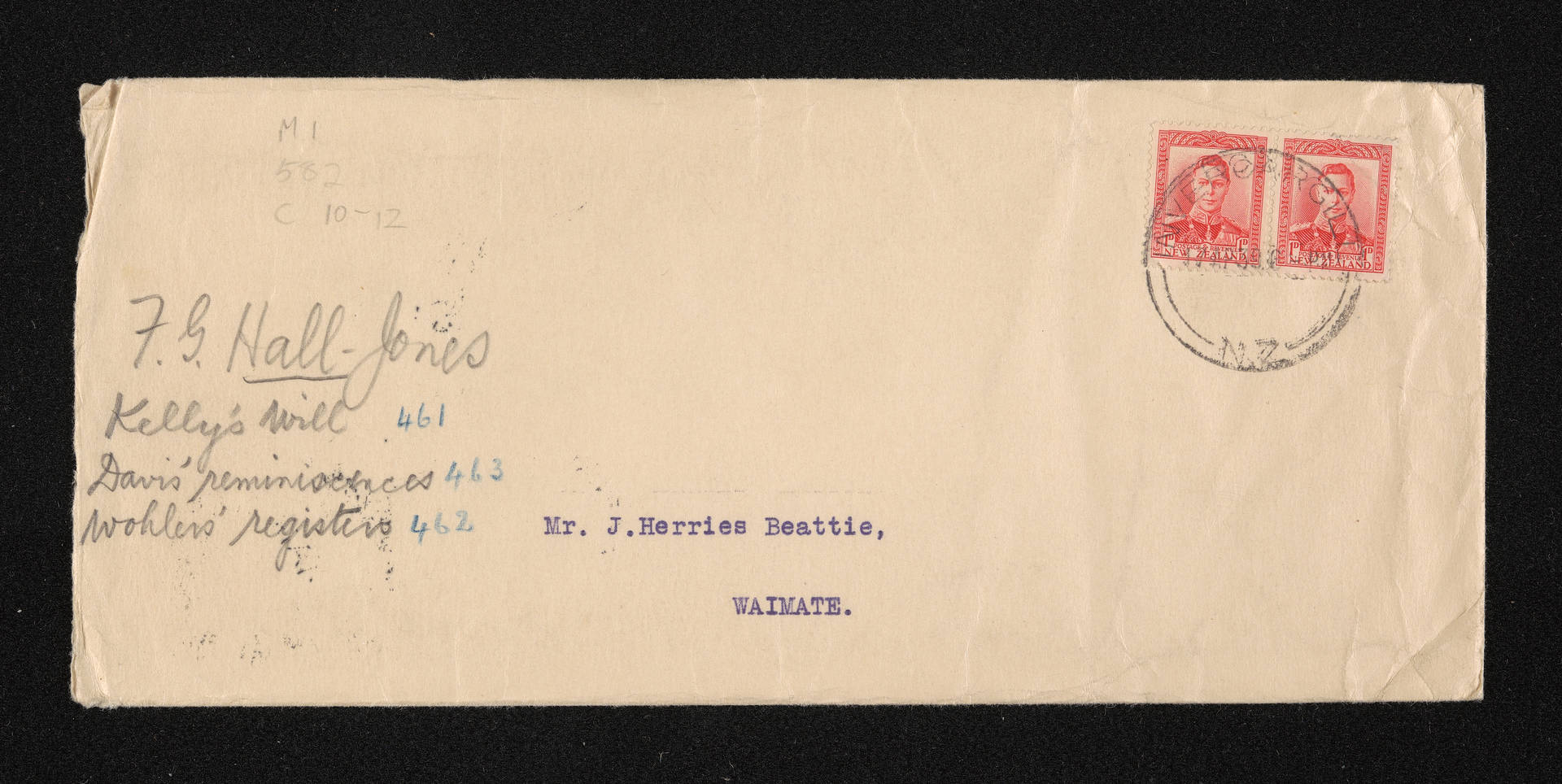 Annotated envelope fragment