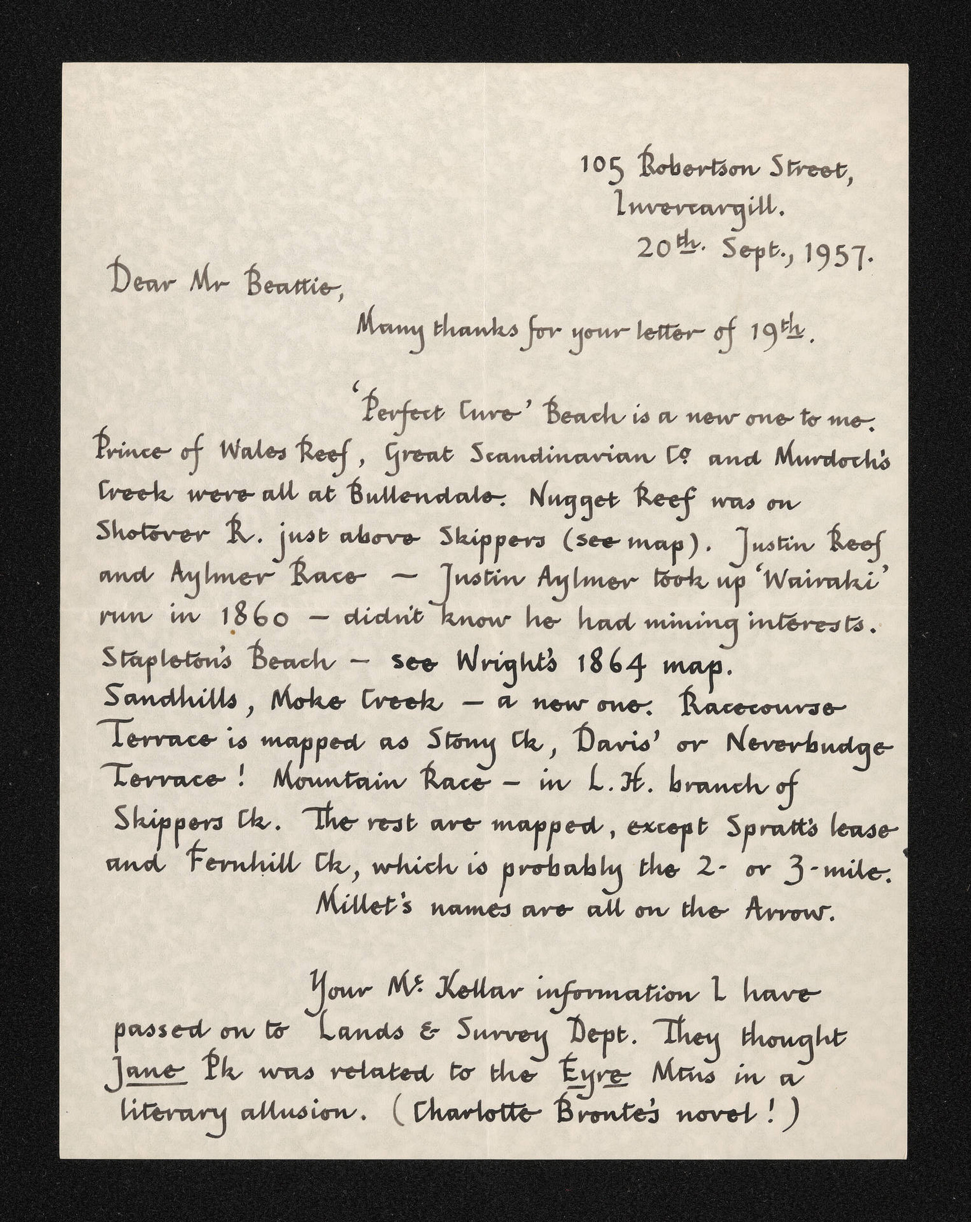 Letter, 20 September 1957, from Peter Chandler, to Herries Beattie