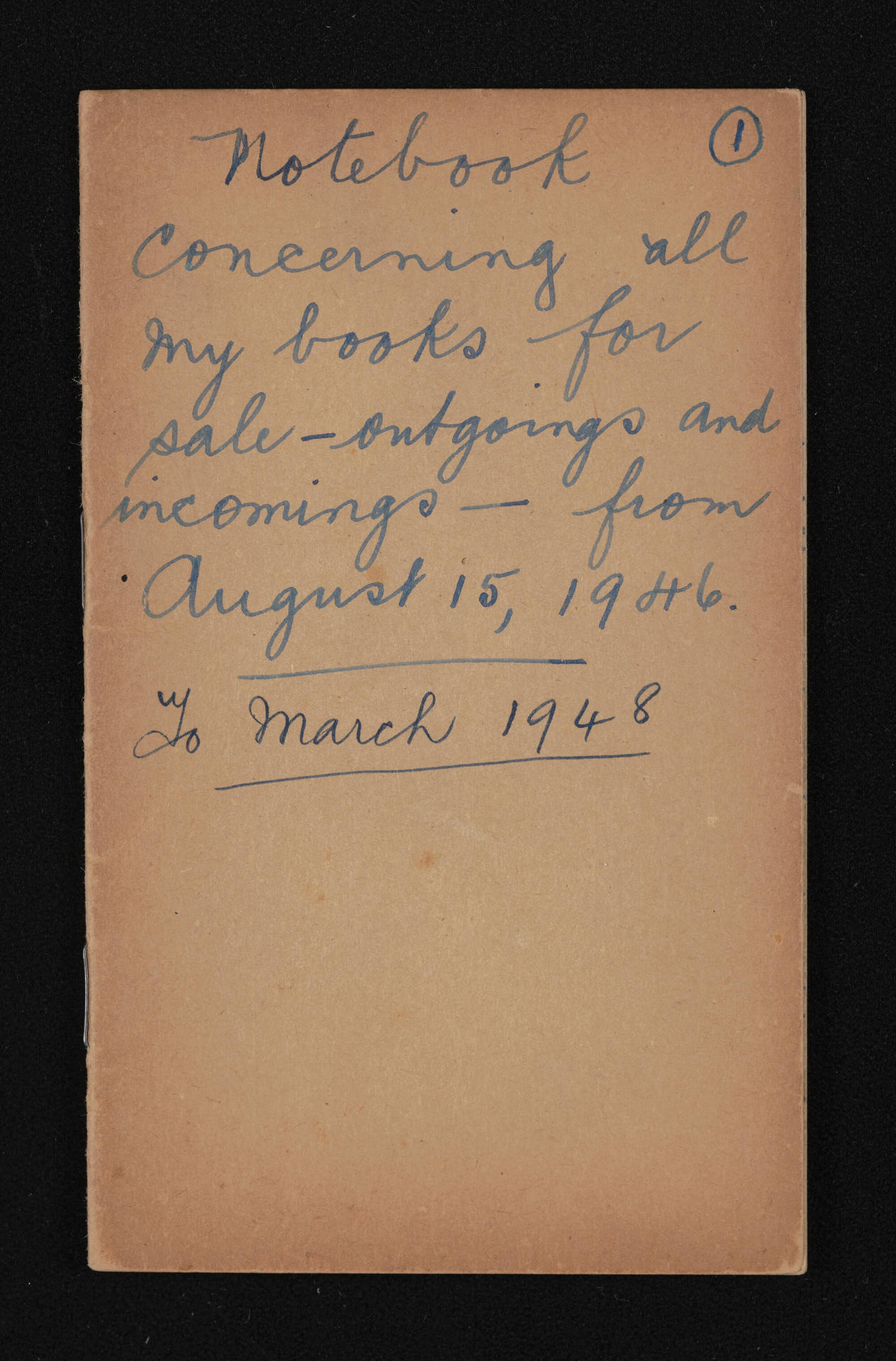 Notebook, 'Concerning all my books for sale - outgoings and incomings'