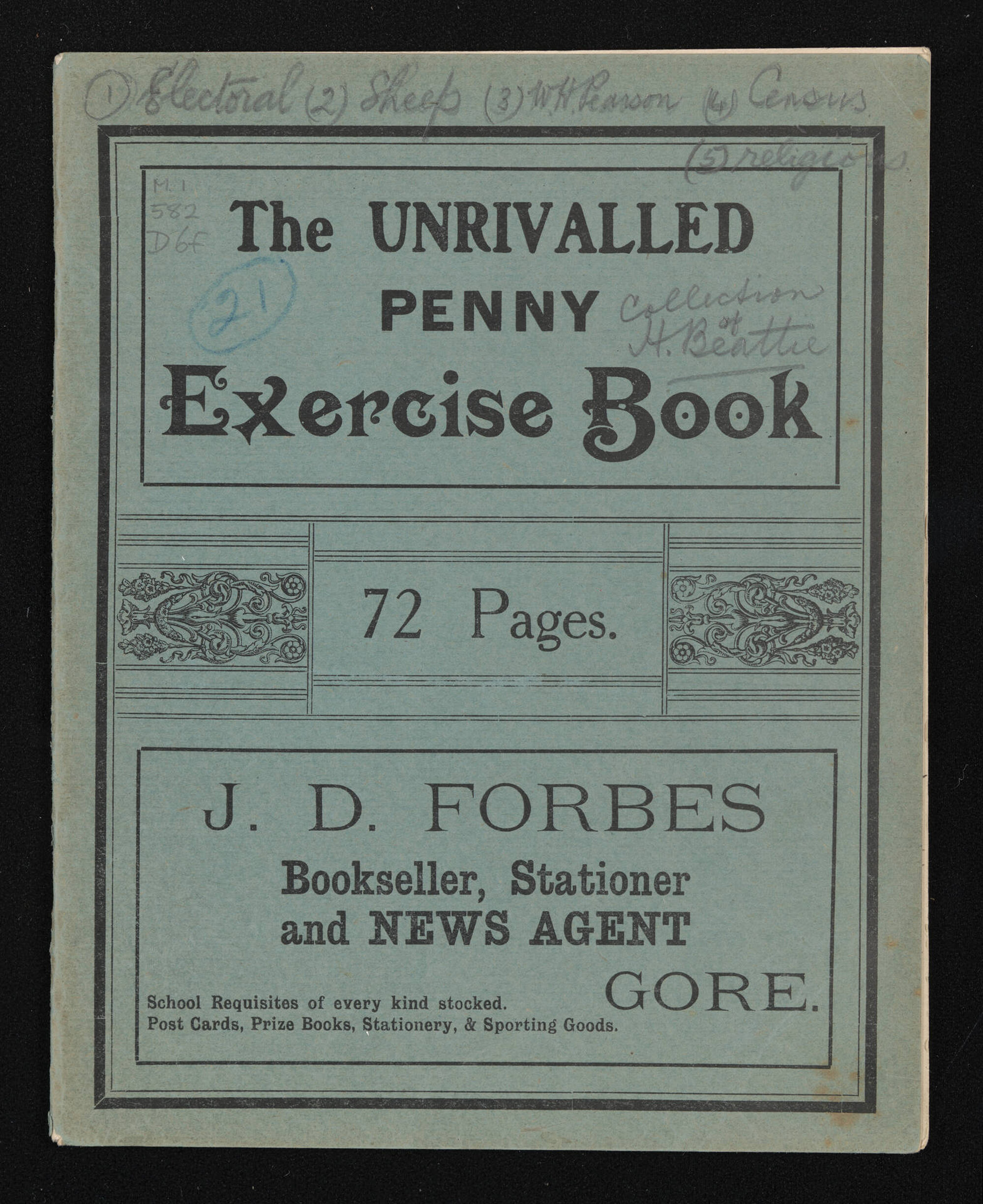 Notebook entitled, 'General facts about the progress of the south, Otago Witness, Jan 1857-31 Dec 1860'