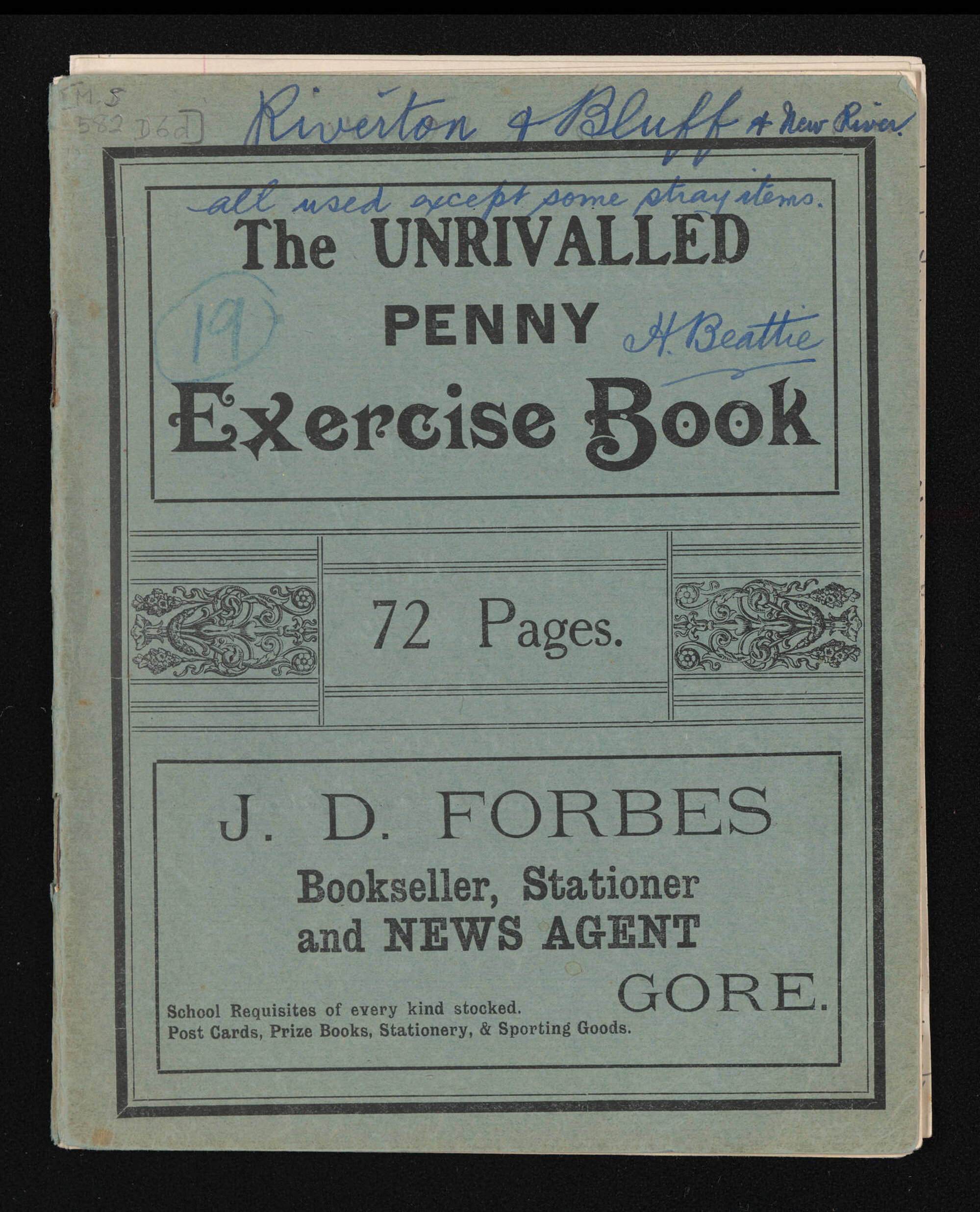 Notebook entitled, 'Riverton and Bluff and New River'