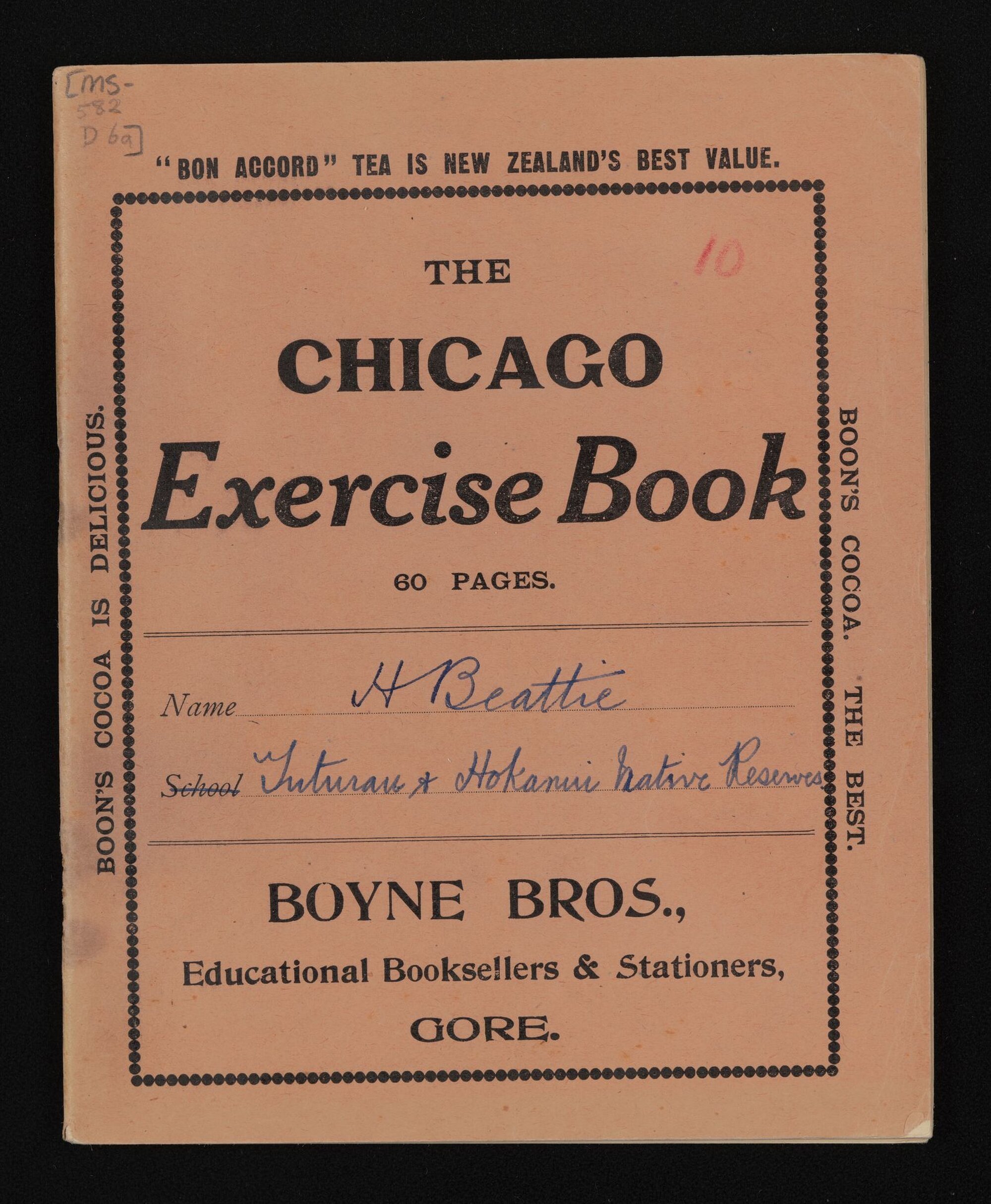 Notebook entitled, 'Tuturau and Hokonui Native Reserves'