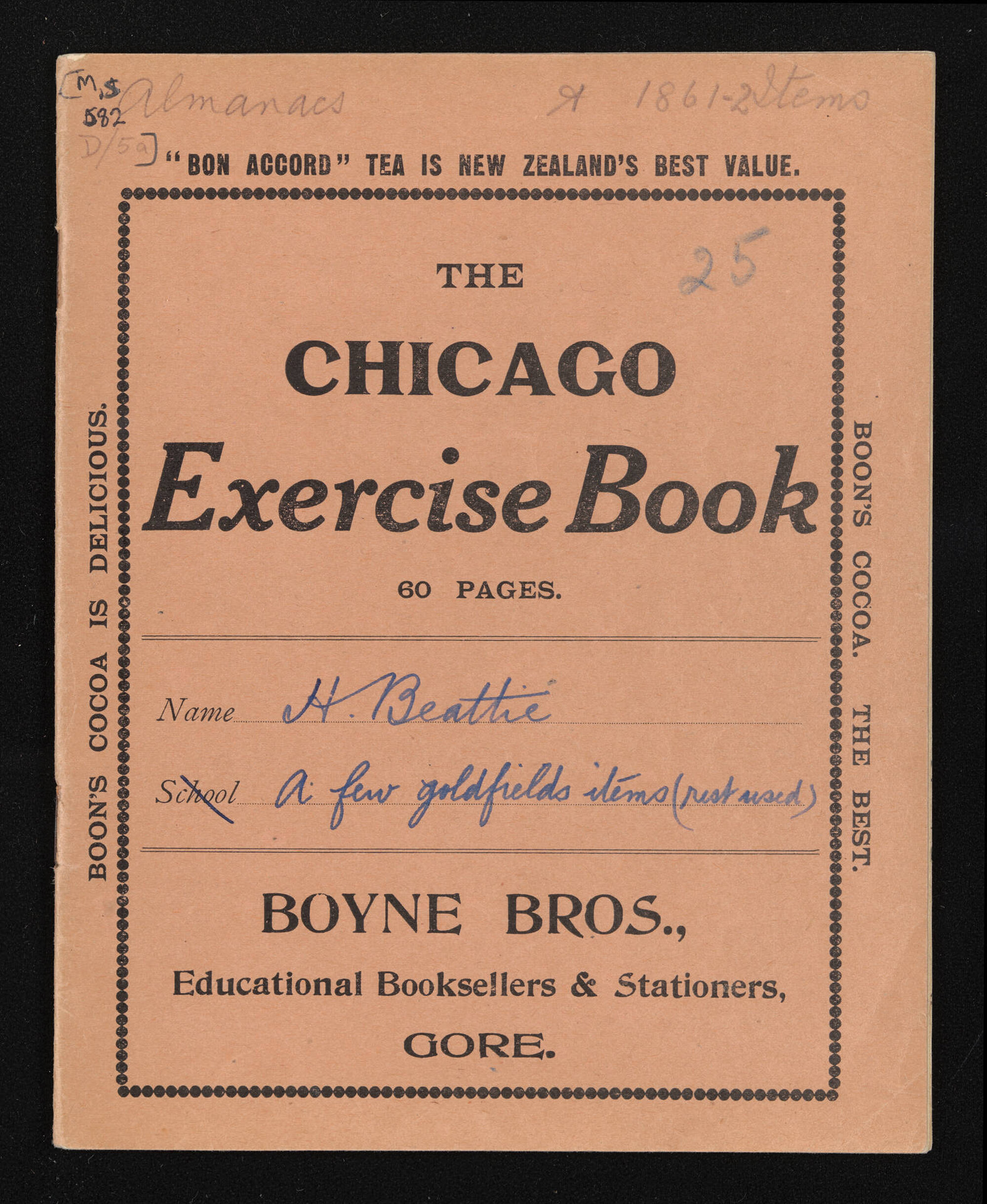 Notebook concerning goldfield information