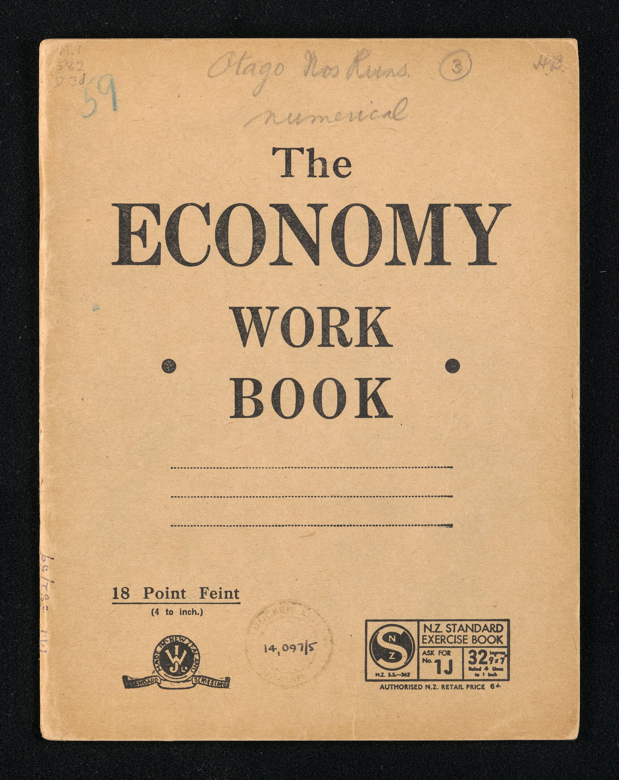 Notebook entitled, 'Otago No. runs, numerical 3'