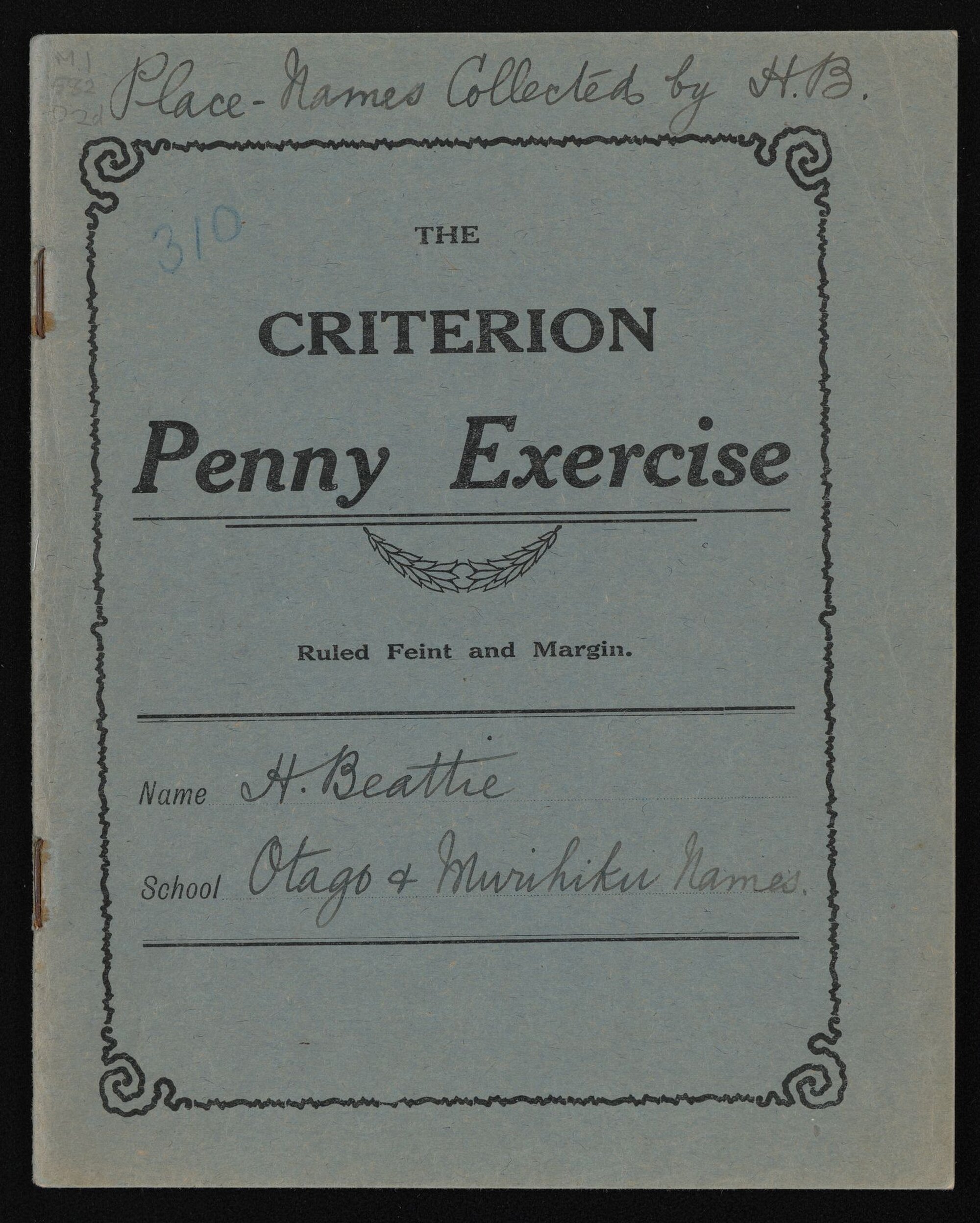 Notebook containing notes on Otago and Murihiku place names collected by Herries Beattie