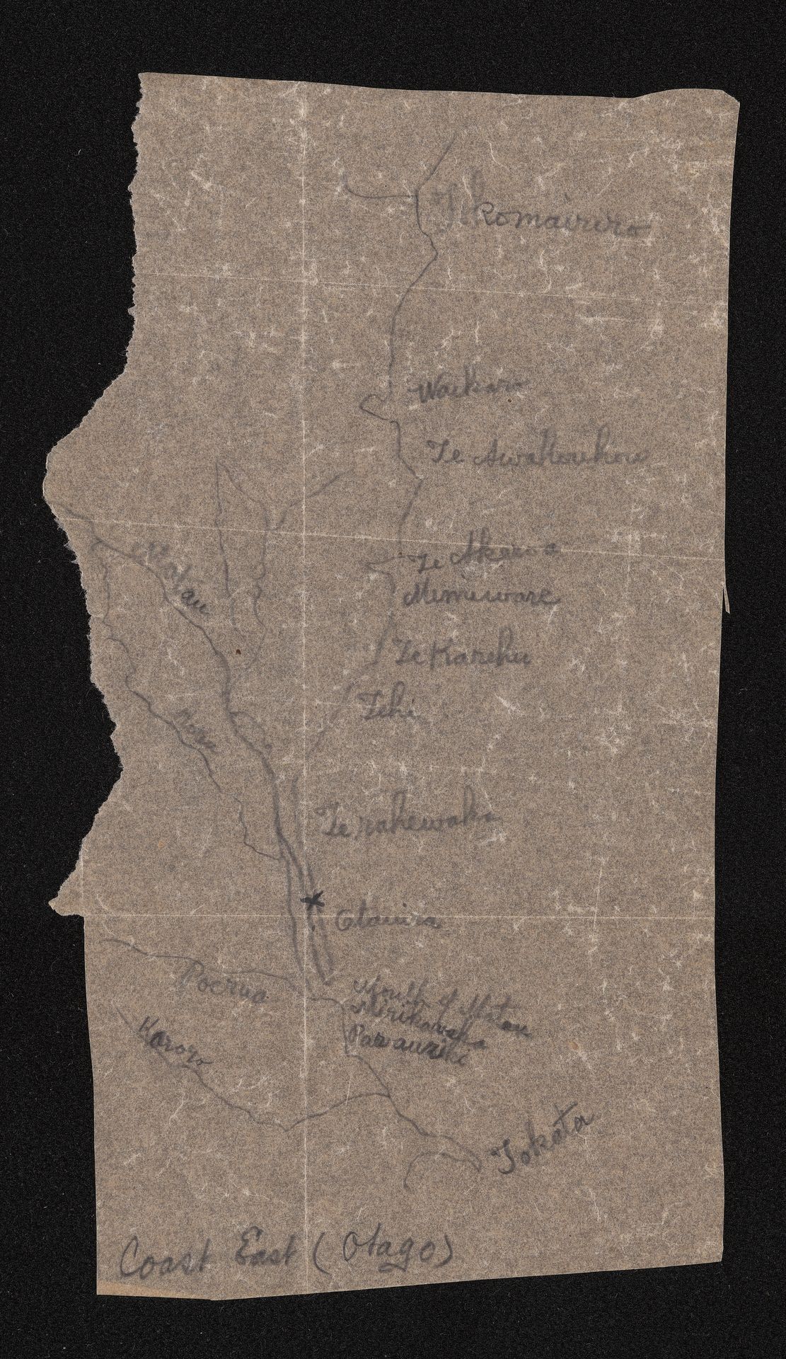 Sketch map entitled 'Coast East (Otago)' including place names from Tokomairiro to Tokata