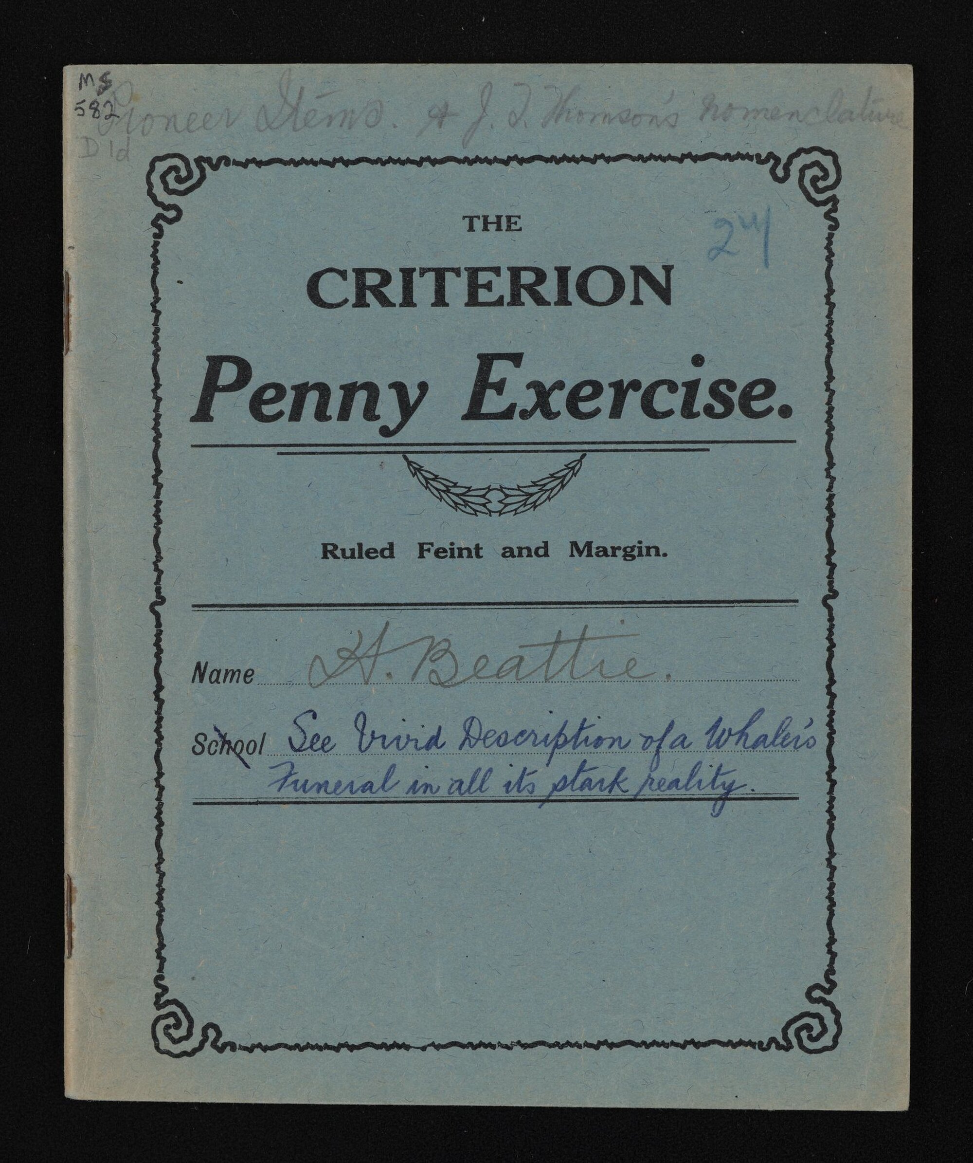 Notebook containing handwritten extracts from J. T. Thomson's book, 'Rambles with a philosopher'