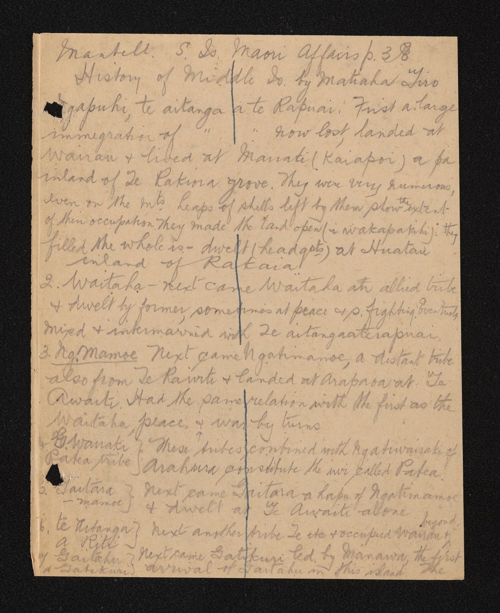 Notes taken from Mantell papers by Herries Beattie