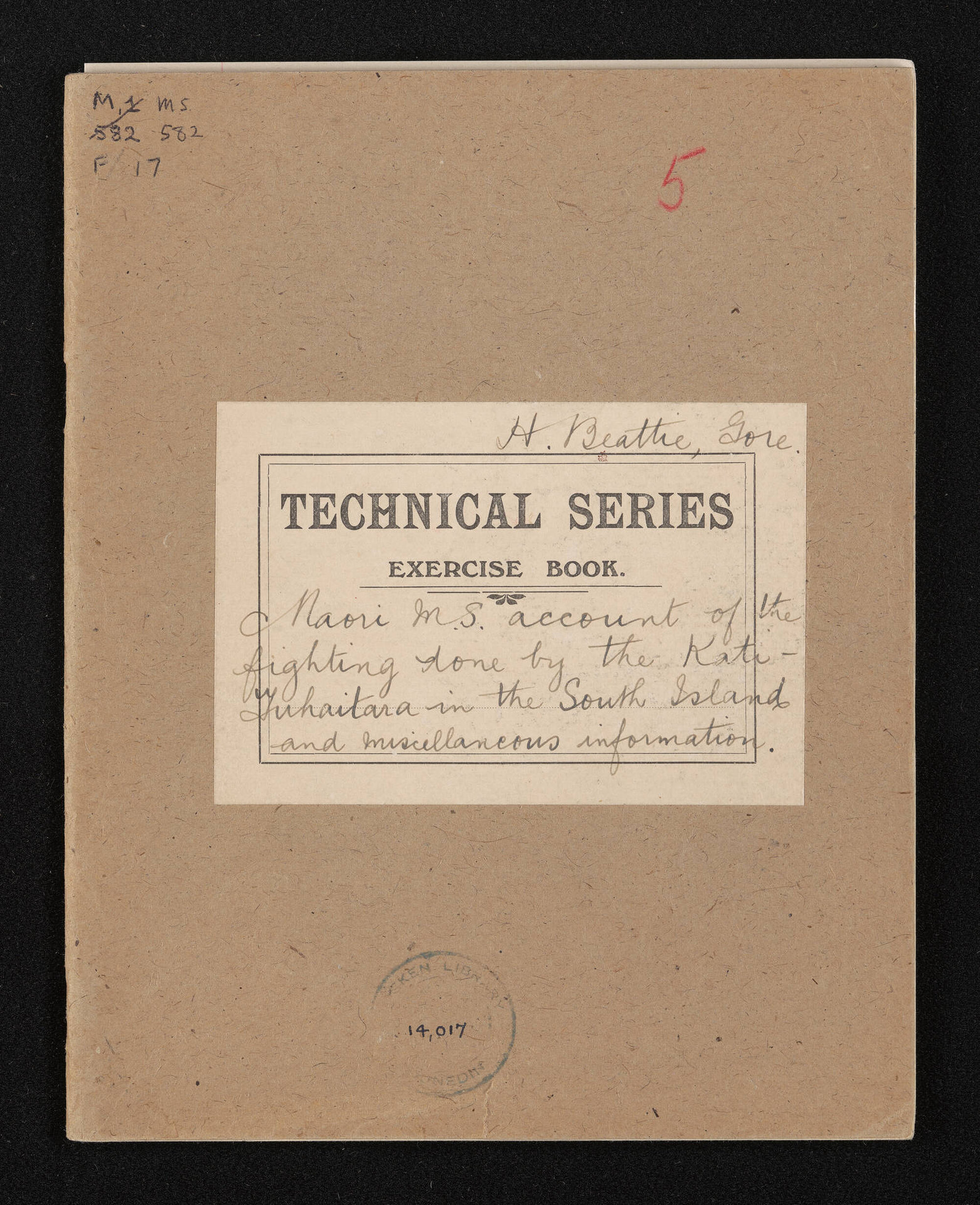 Notebook containing numerous accounts pertaining to the South Island