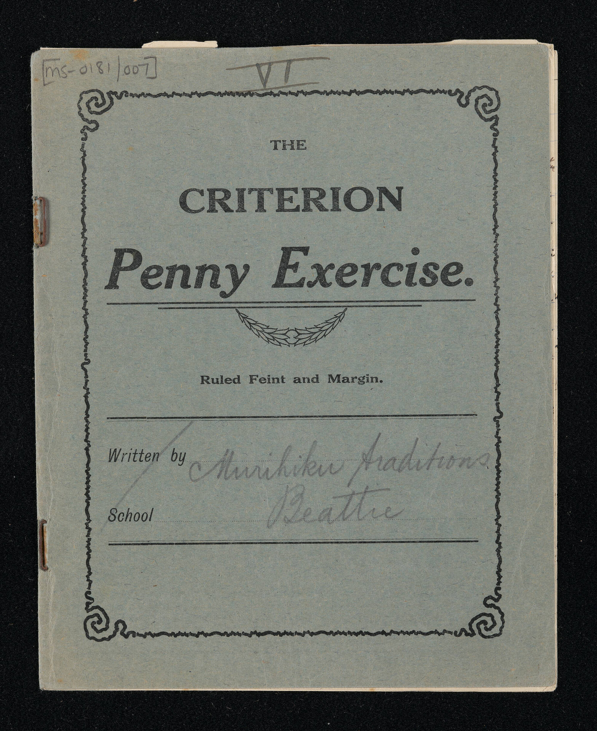 Notebook entitled 'Murihiku traditions' including contents and conclusion