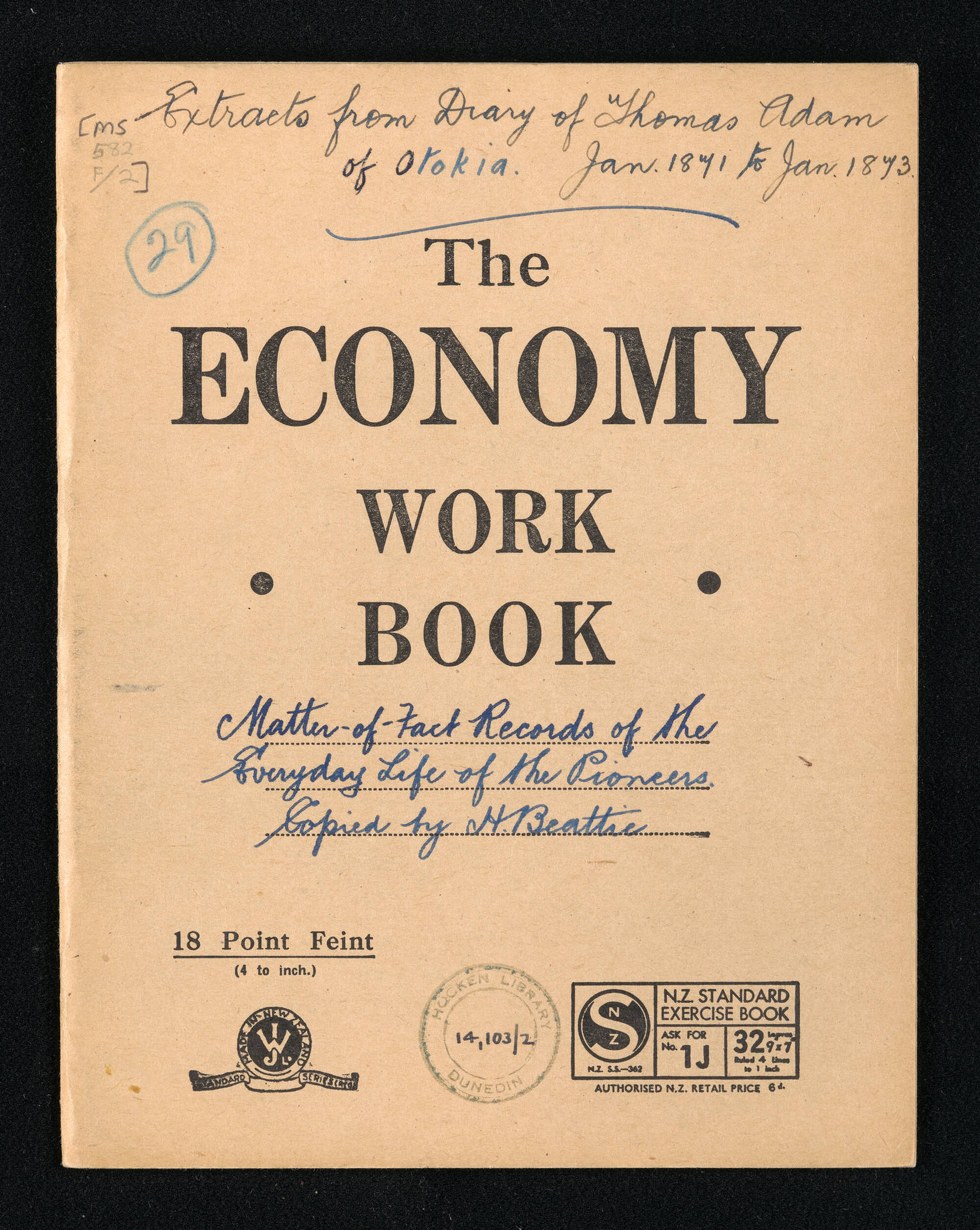 Extracts from the farm diary of Thomas Adam of Otokia