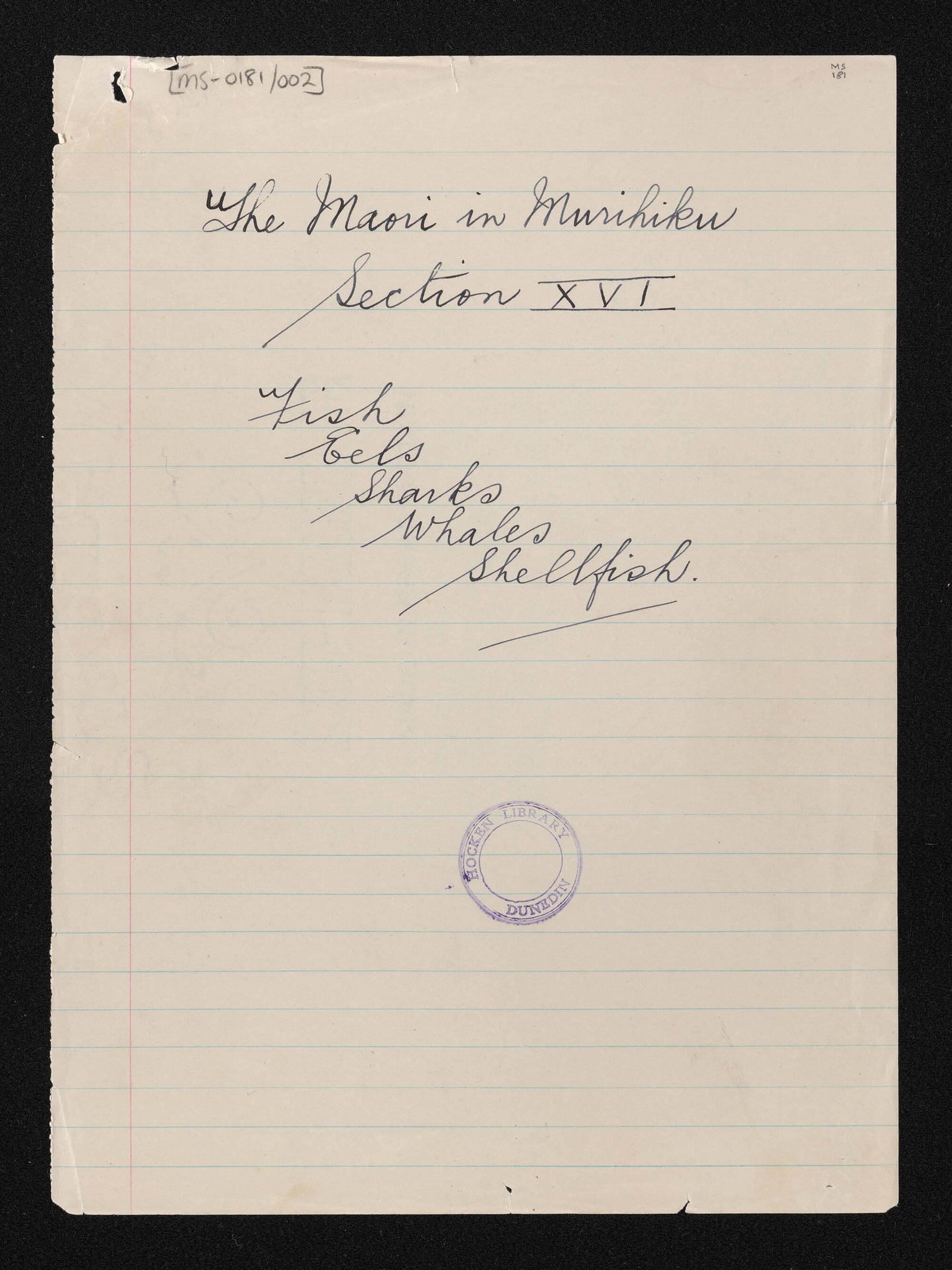 Record of interviews with South Island Māori, entitled, 'The Maori in Murihiku', sections 16 to 24
