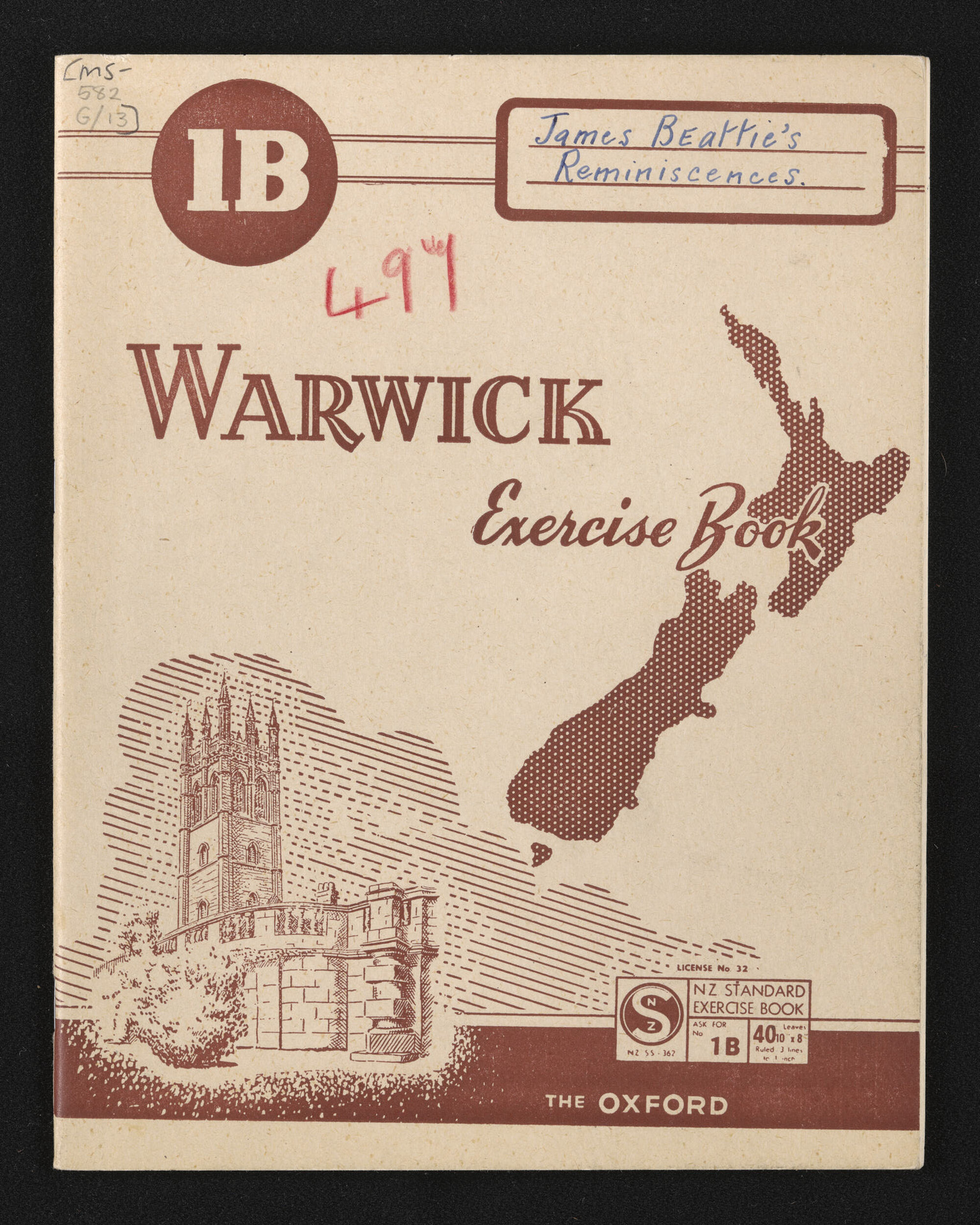 Notebook containing James Beattie's reminiscences