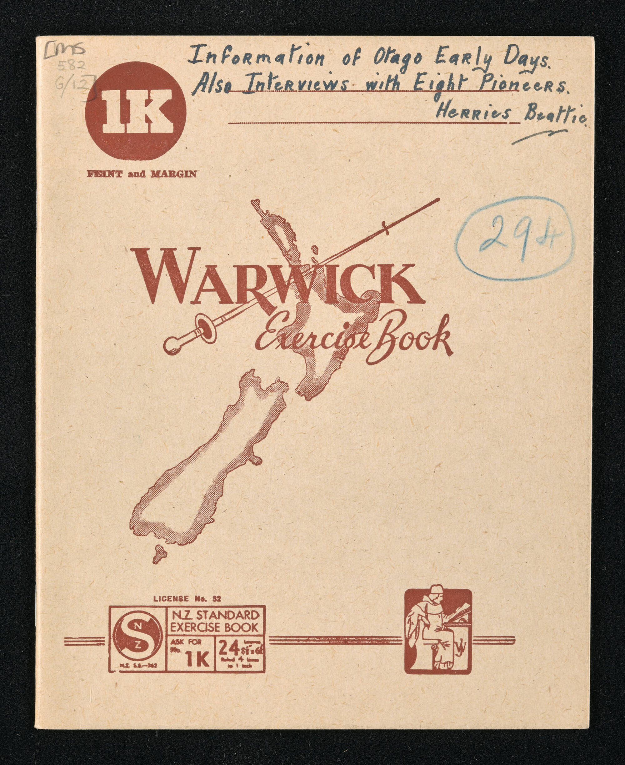 Notebook entitled, 'Information of Otago early days; Also interviews with eight pioneers'