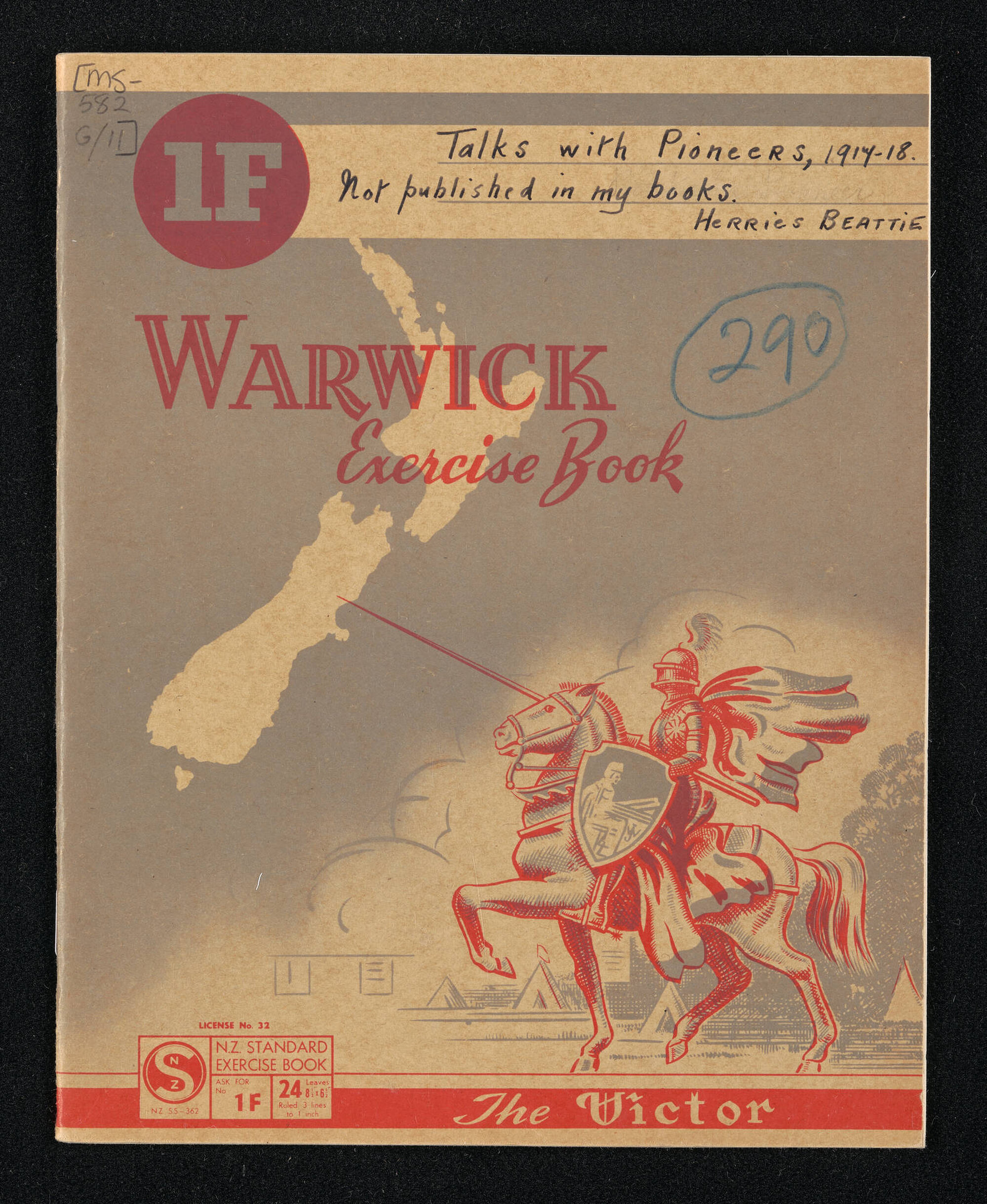 Notebook entitled, 'Talks with pioneers, 1917-18 not published in my books'