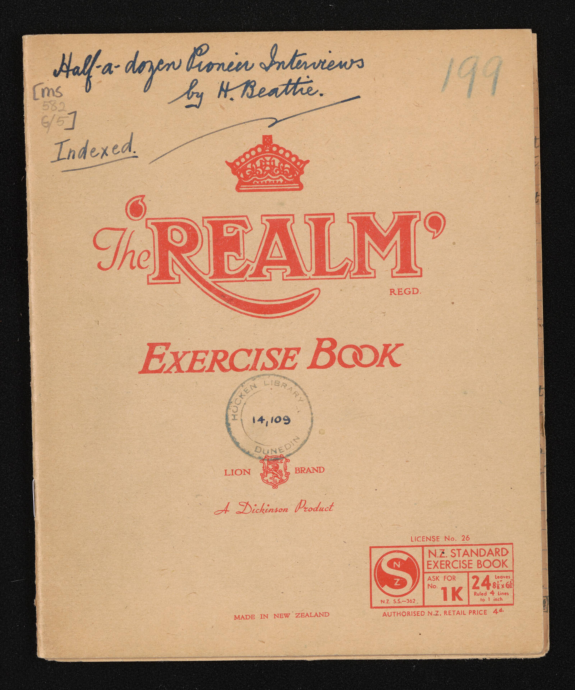 Notebook containing half-a-dozen pioneer interviews