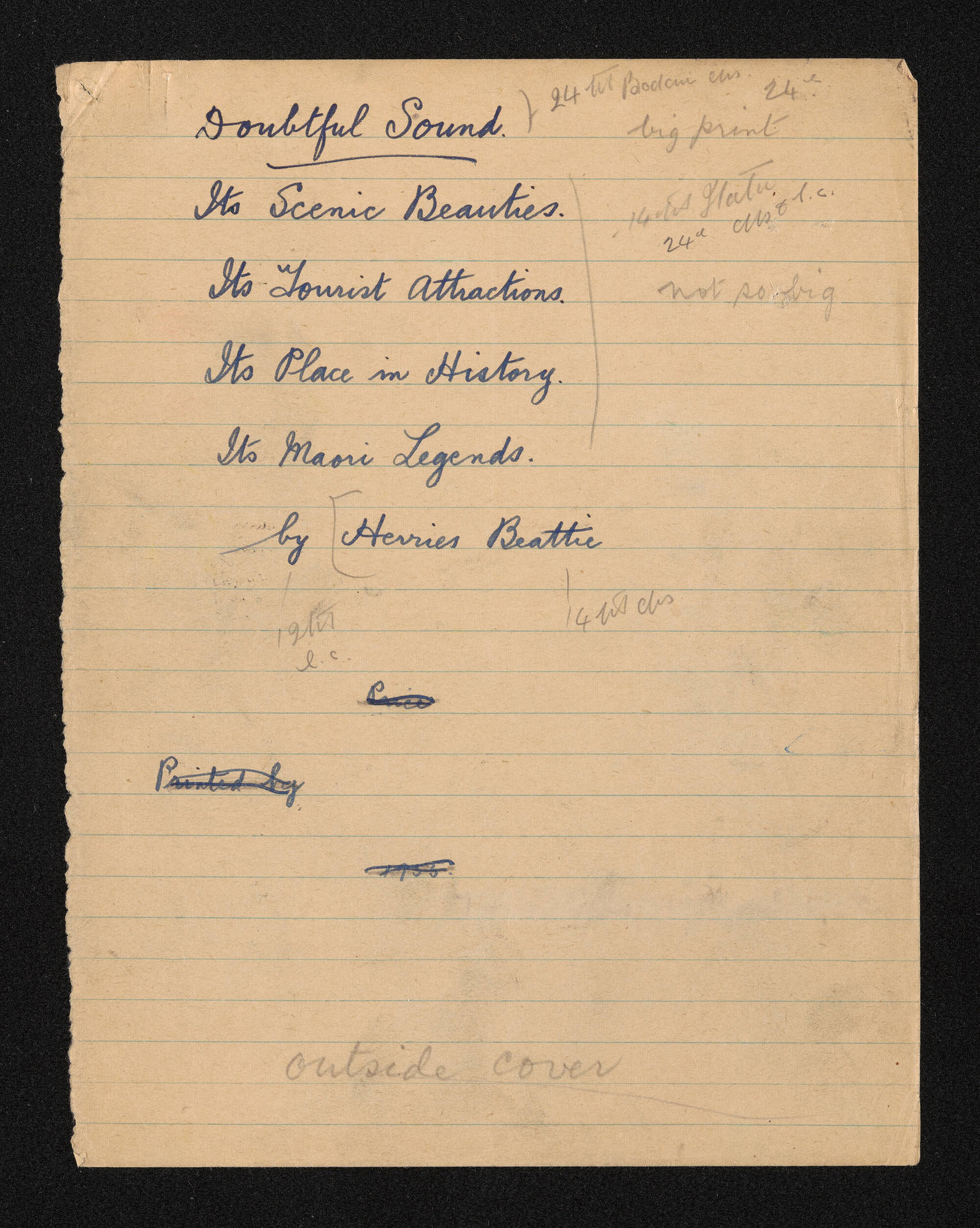 Manuscript of 'Doubtful Sound'