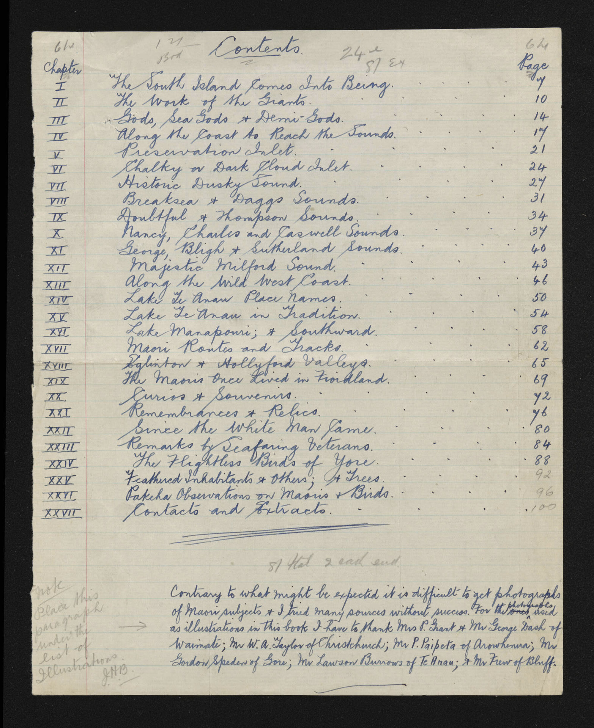 Manuscript of 'The Maoris and Fiordland'