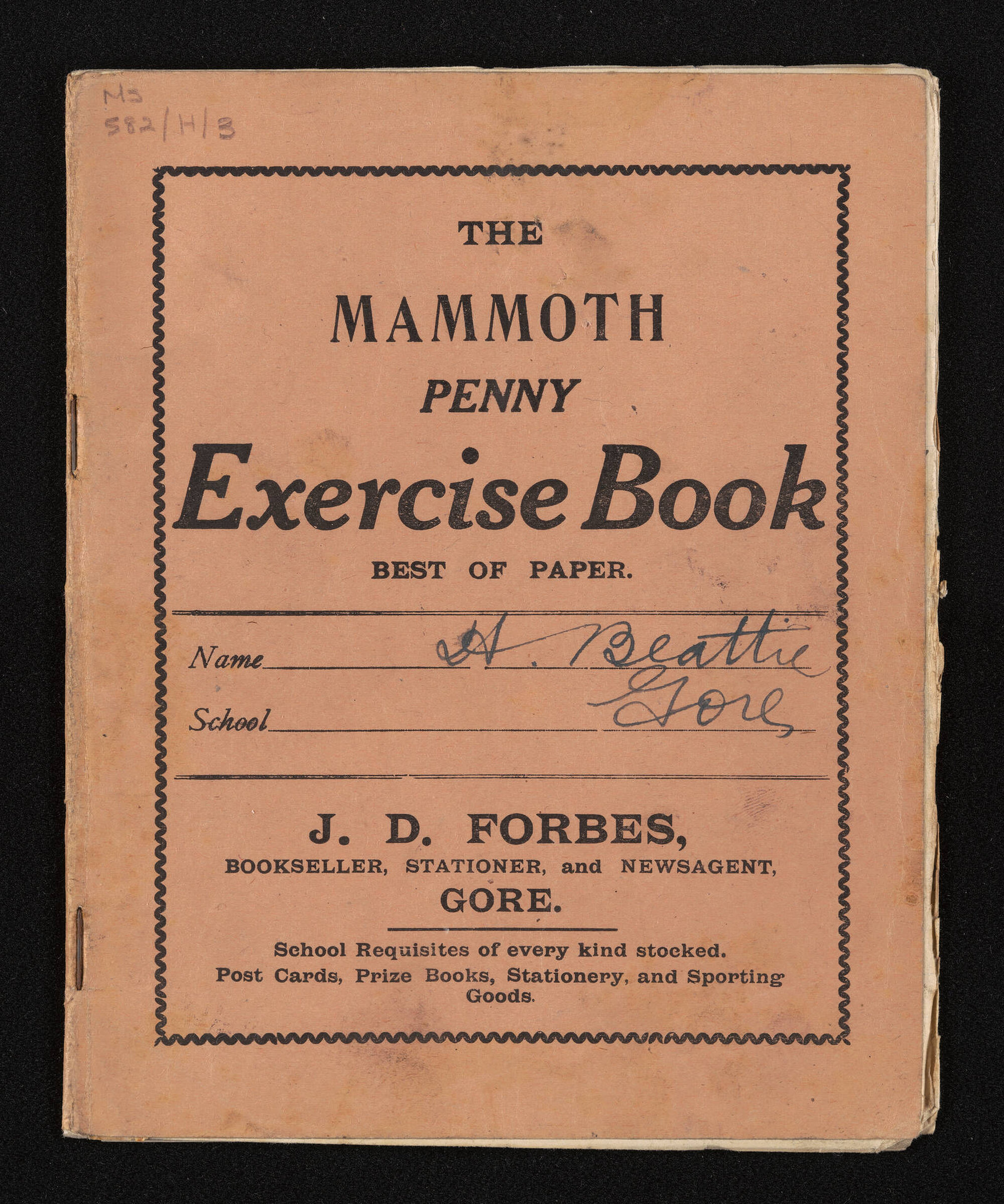 Notebook manuscript entitled 'Supplement to W.H.S. Roberts' 'Place-names of Otago &amp; Southland' collected and written by Herries Beattie
