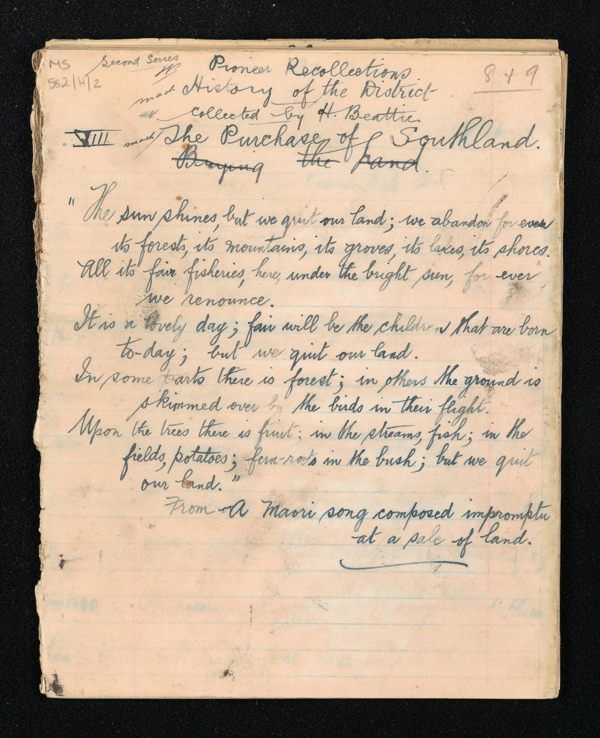 Manuscript of 'Pioneer recollections', part 2, chapters 8-9