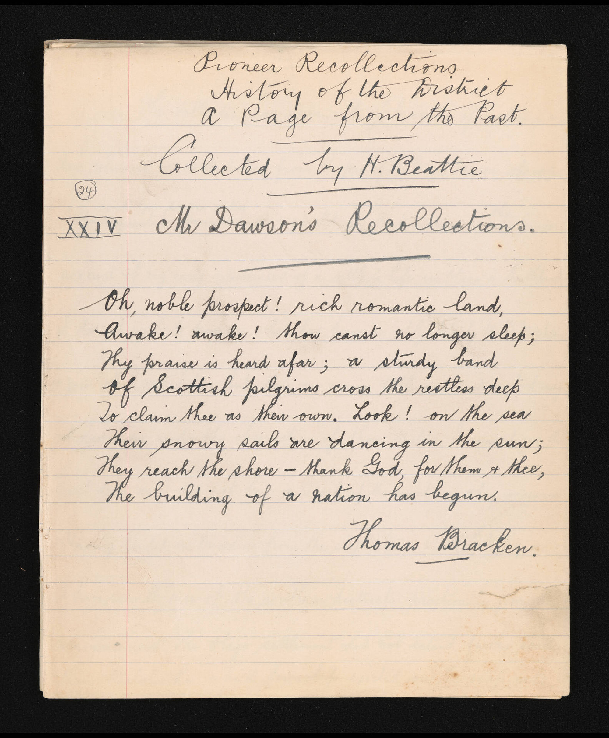 Manuscript of 'Pioneer recollections', part 1, chapter 24