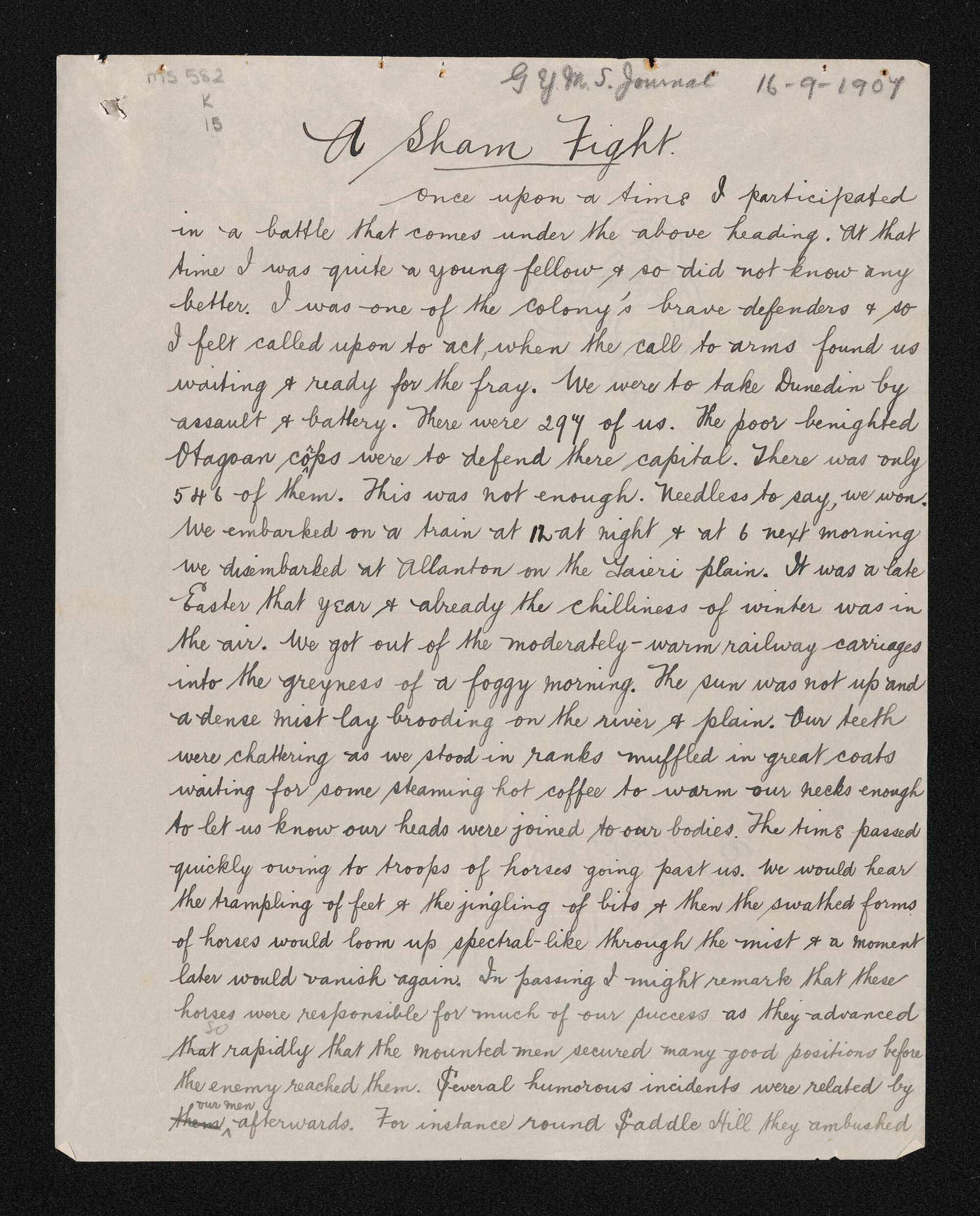 Paper entitled, 'A sham fight'