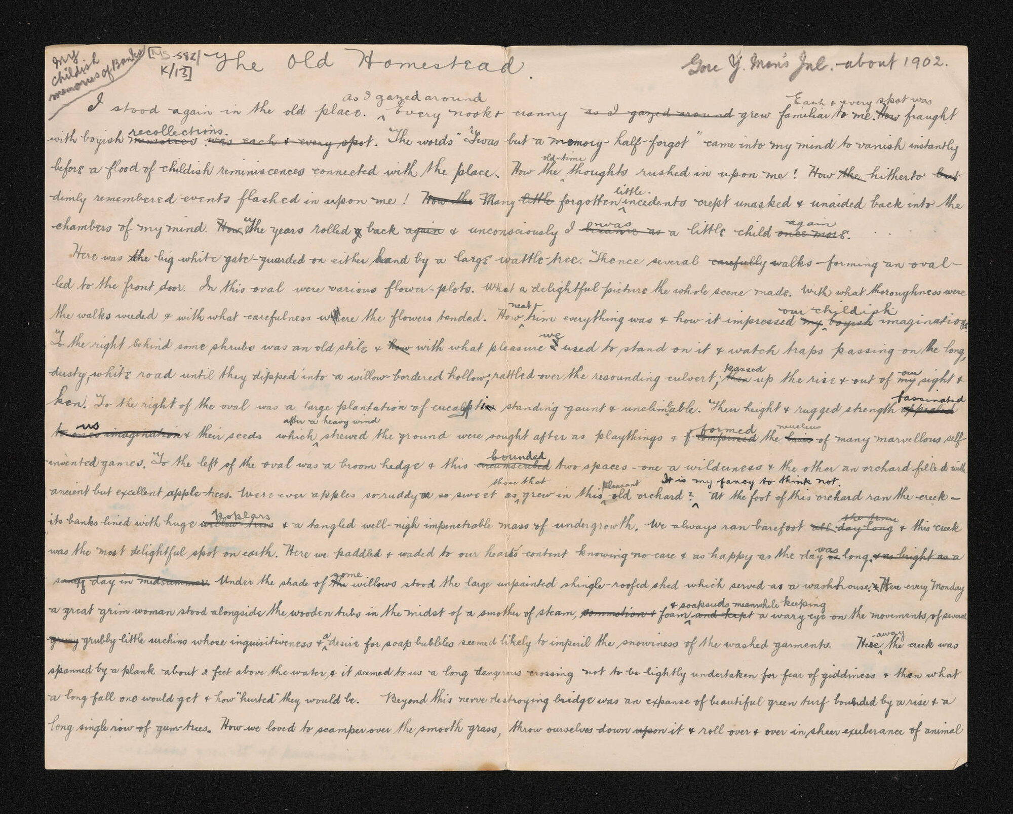 Paper entitled, 'The old homestead'