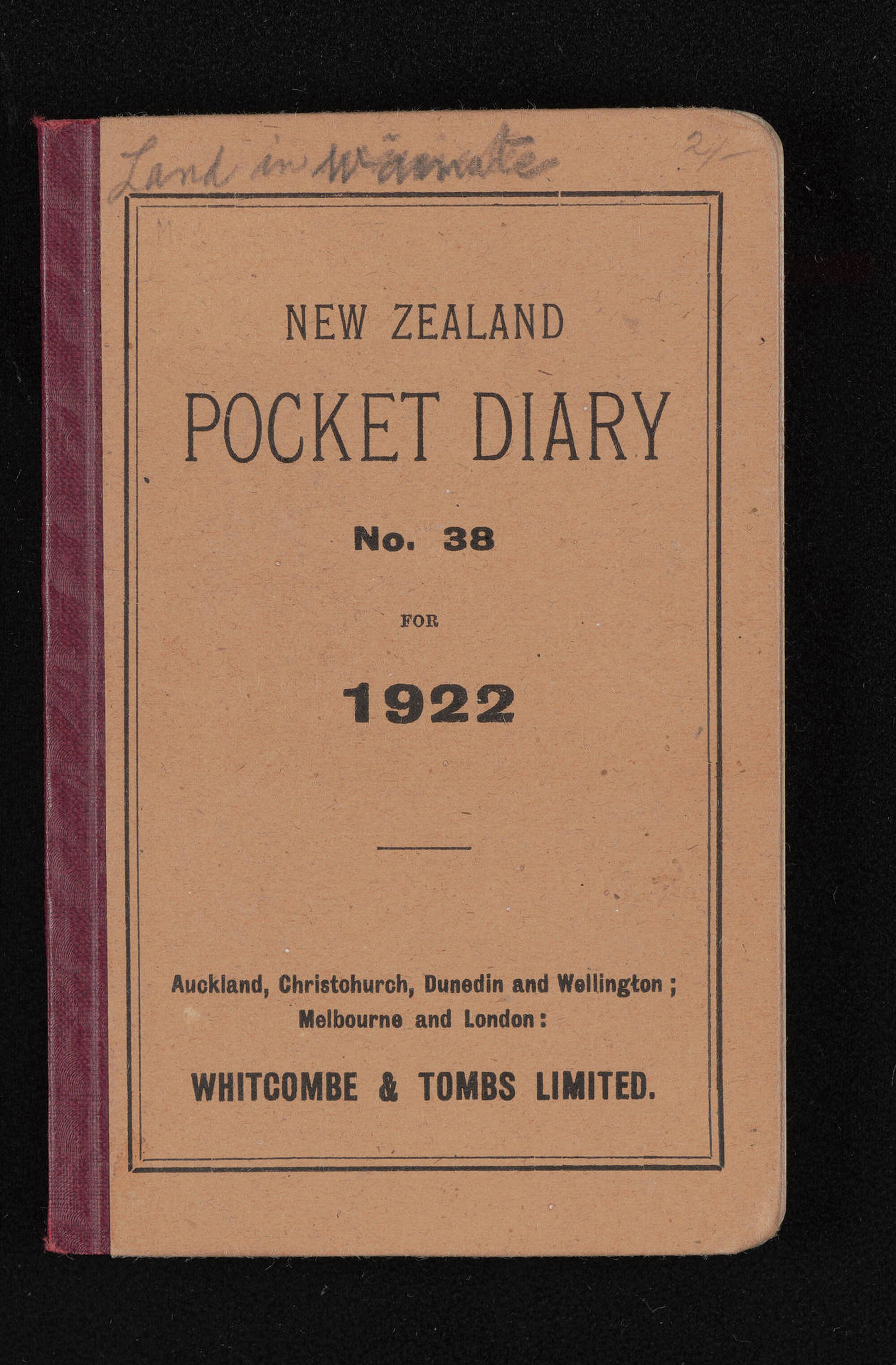 Diary entitled, 'Land in Waimate'