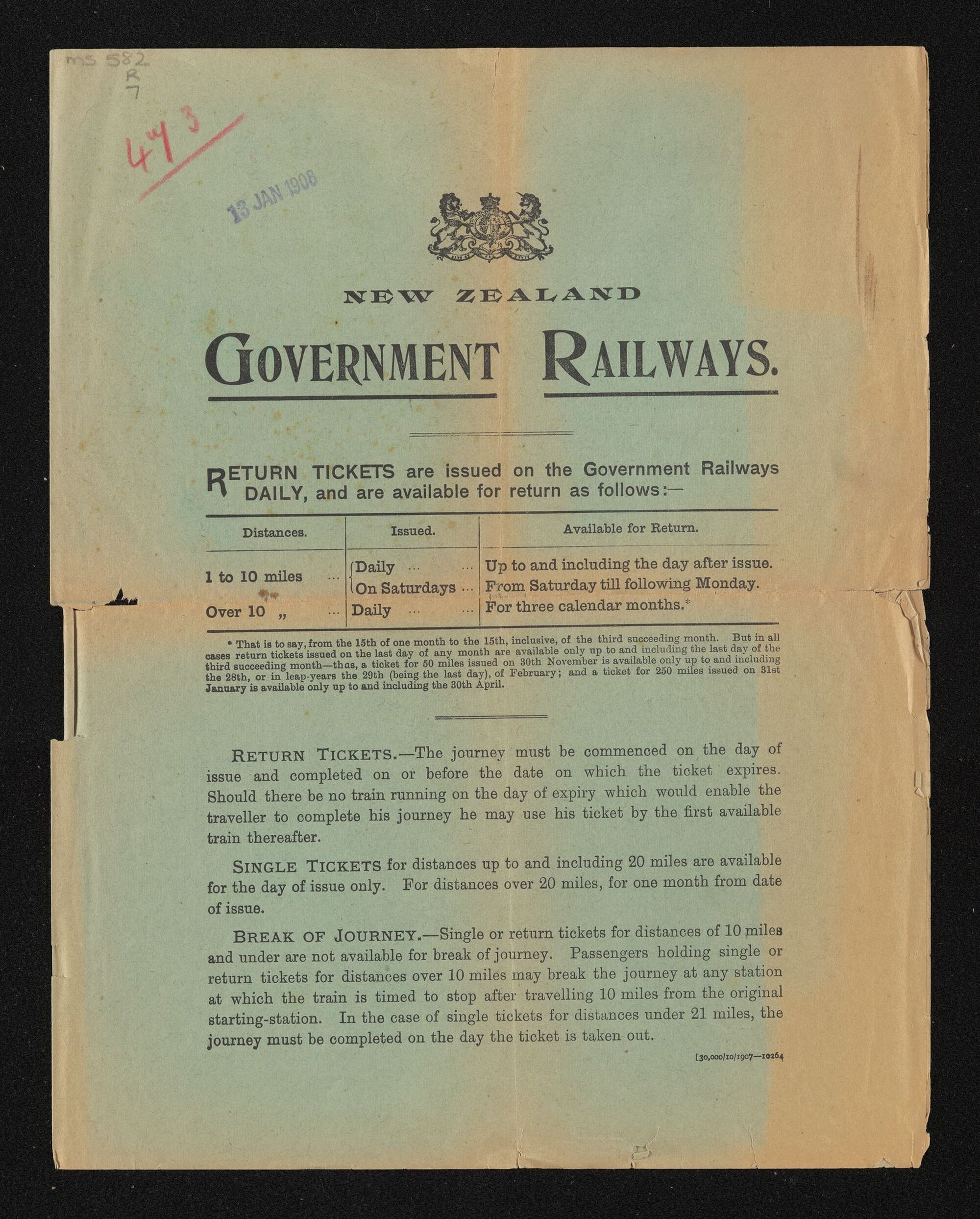 Information from the New Zealand Government Railways, 1907