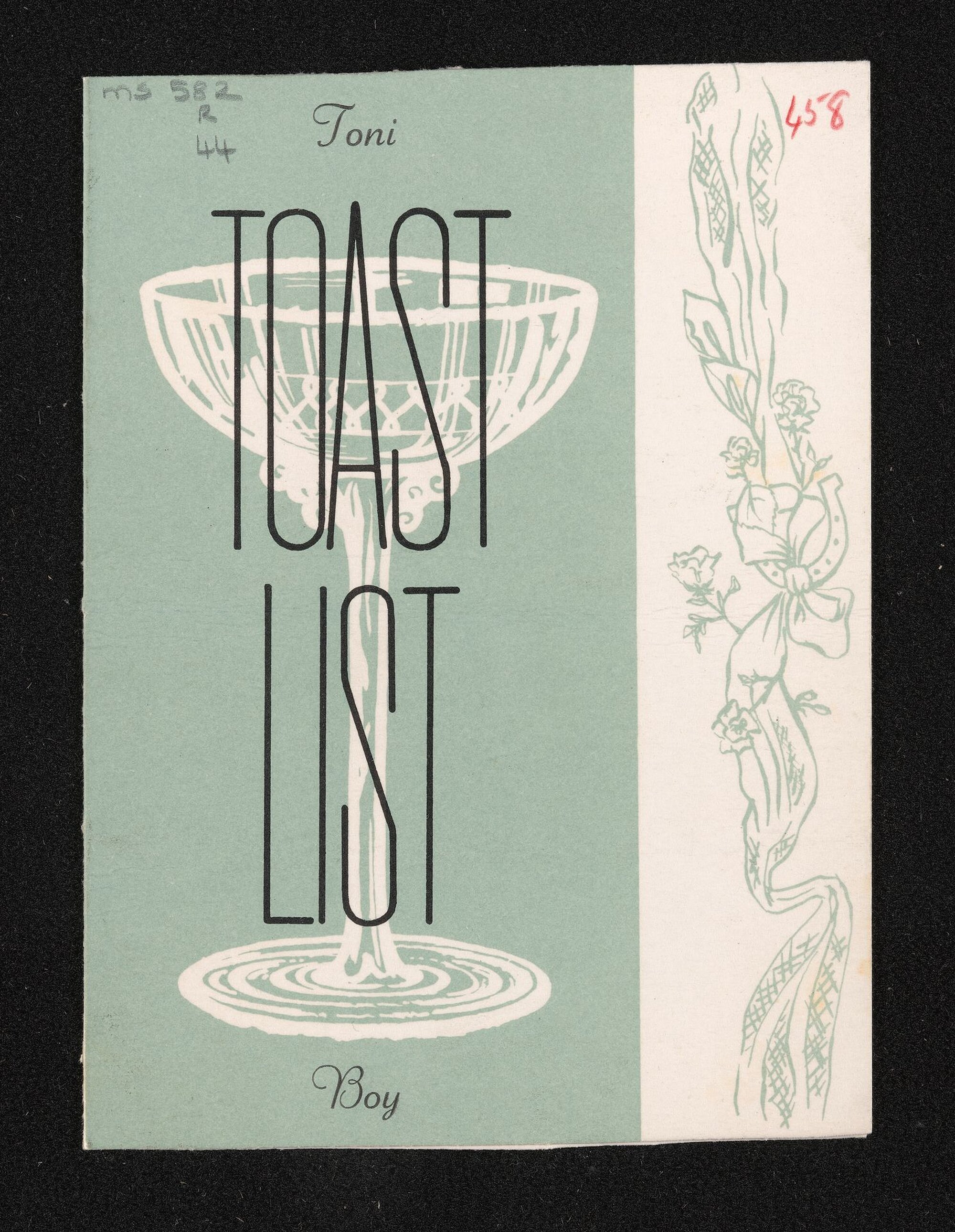 Annotated toast list for wedding