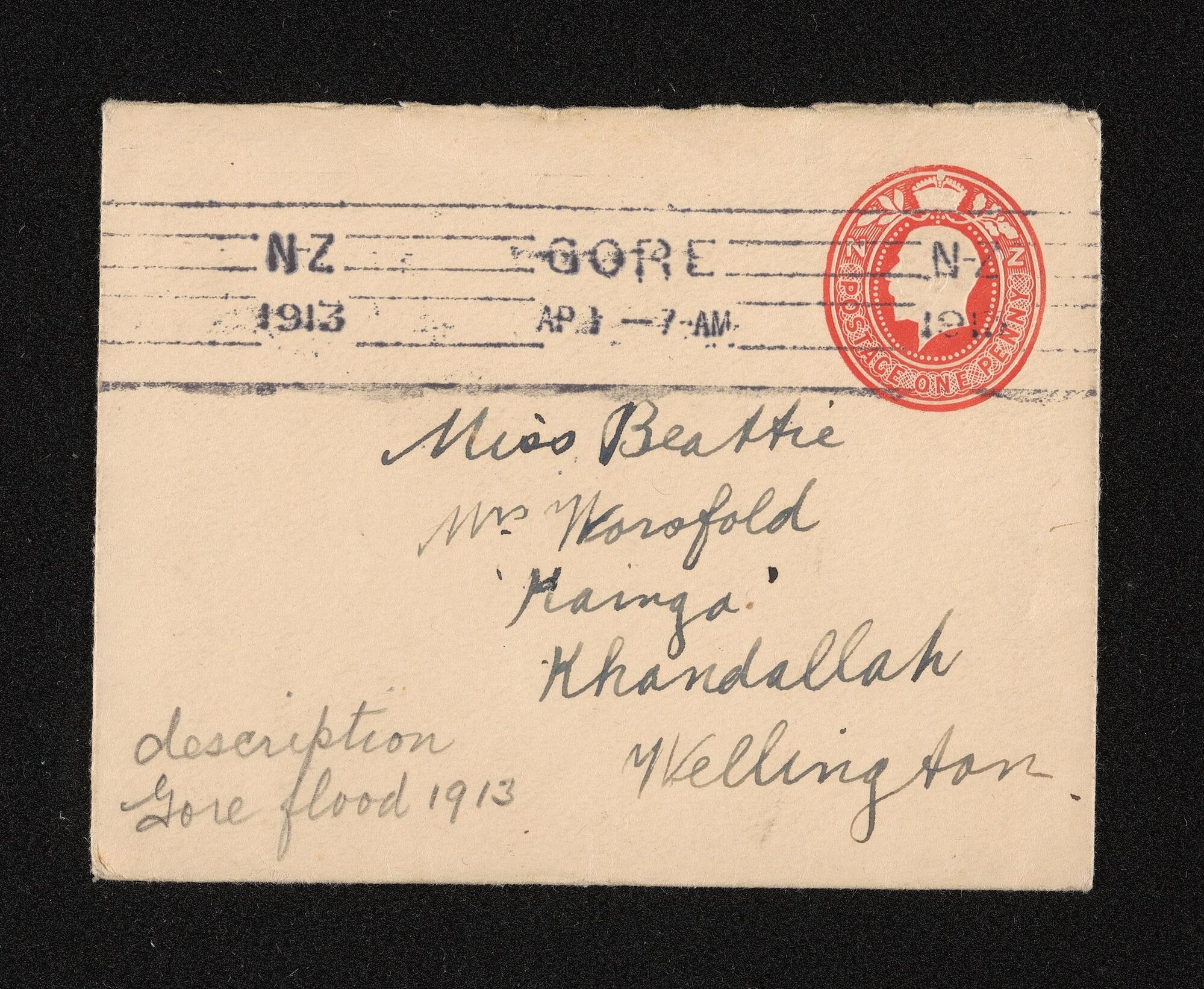 Annotated envelope fragment