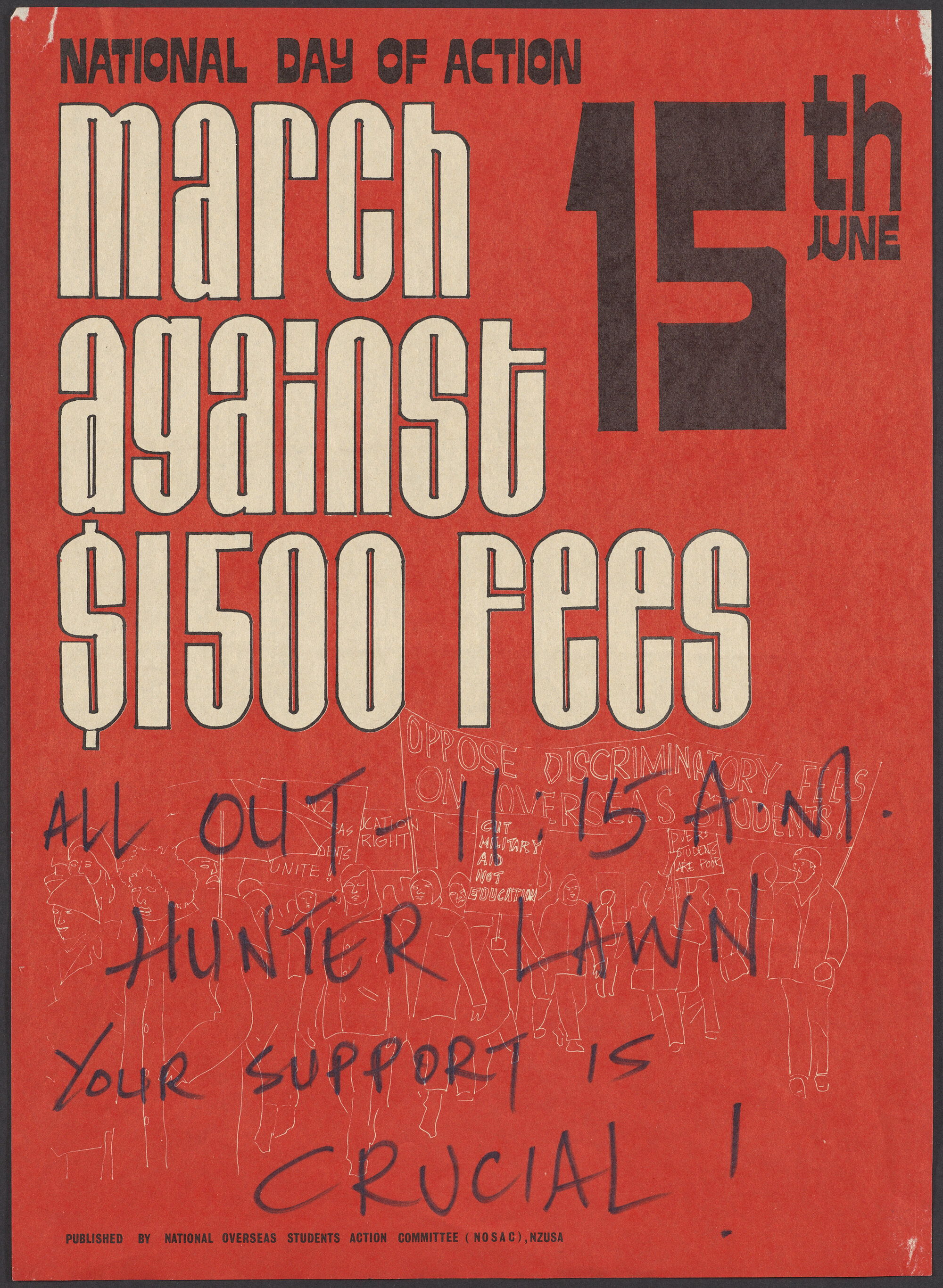 "National Day of Action March Against $1500 Fees 15th June"