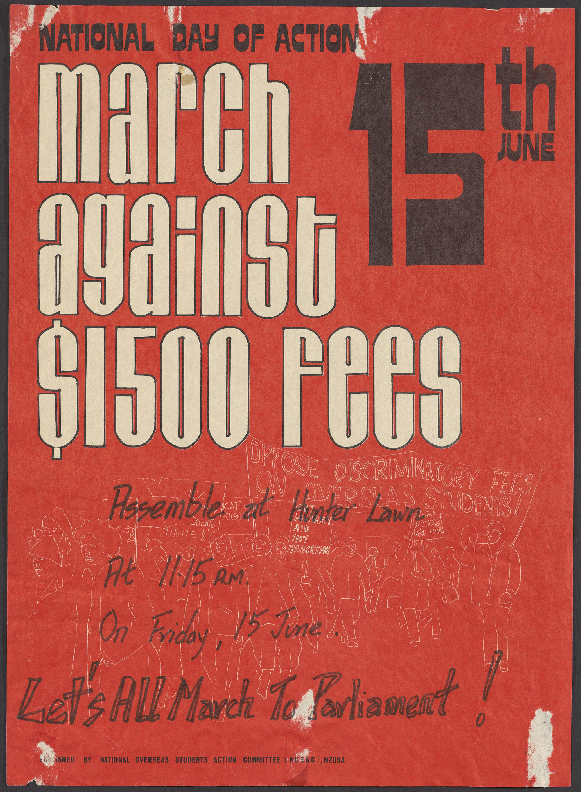 "National Day of Action March Against $1500 Fees 15th June"