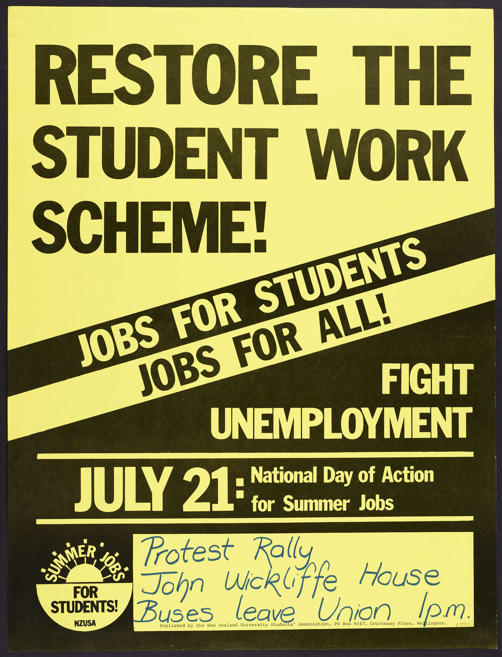 "Restore the Student Work Scheme!"