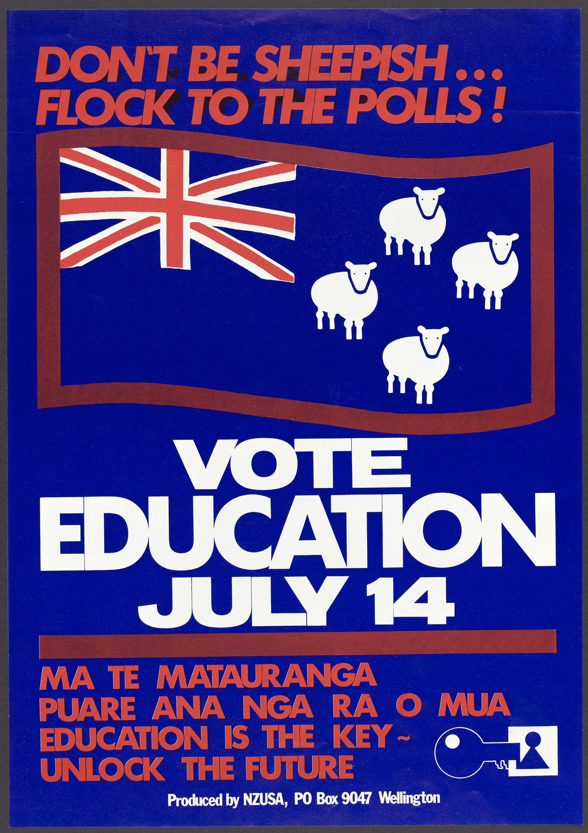 "Don't be sheepish ... Flock to the polls! Vote Education July 14"