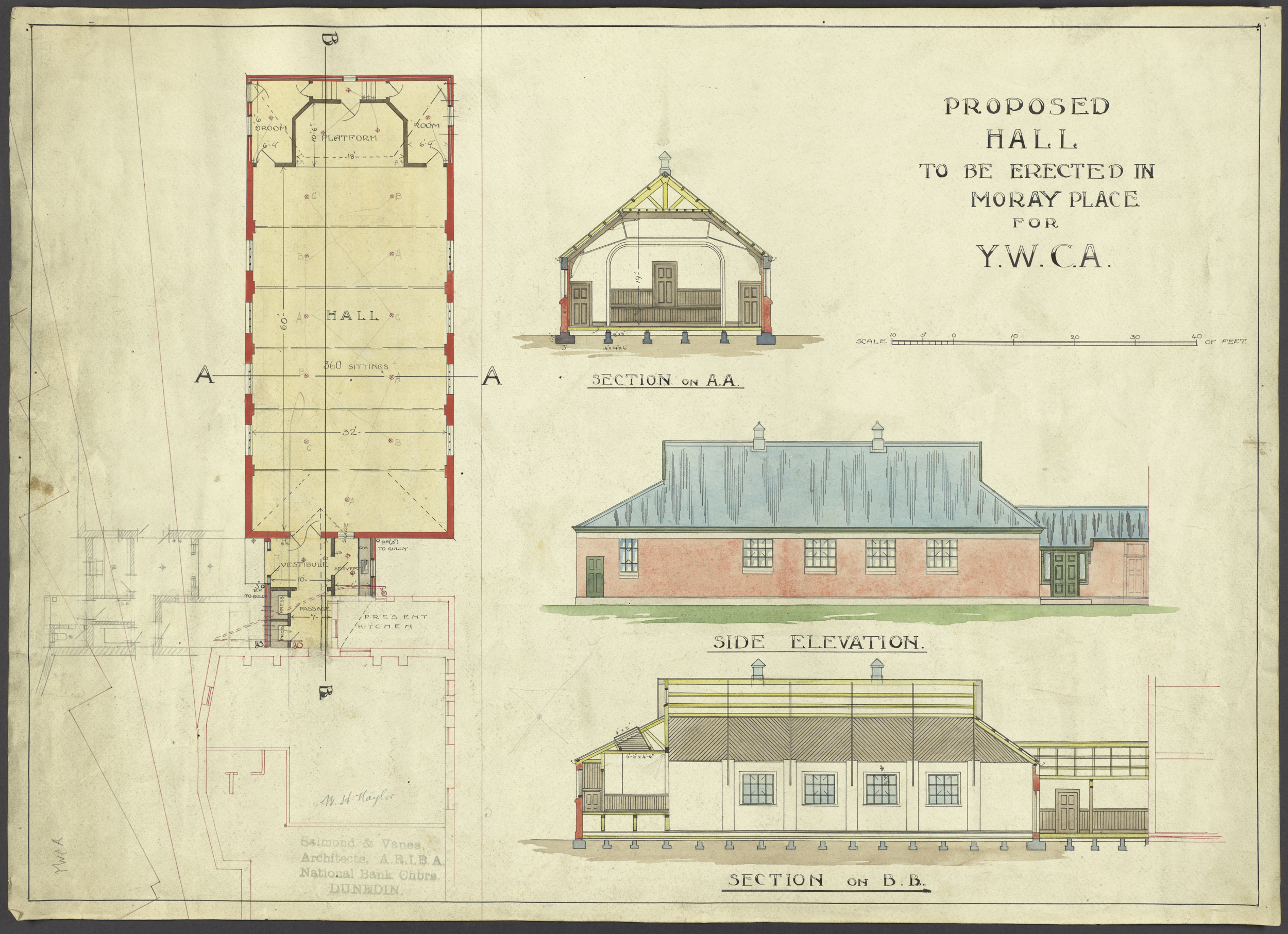 Plan for YWCA hall, Moray Place