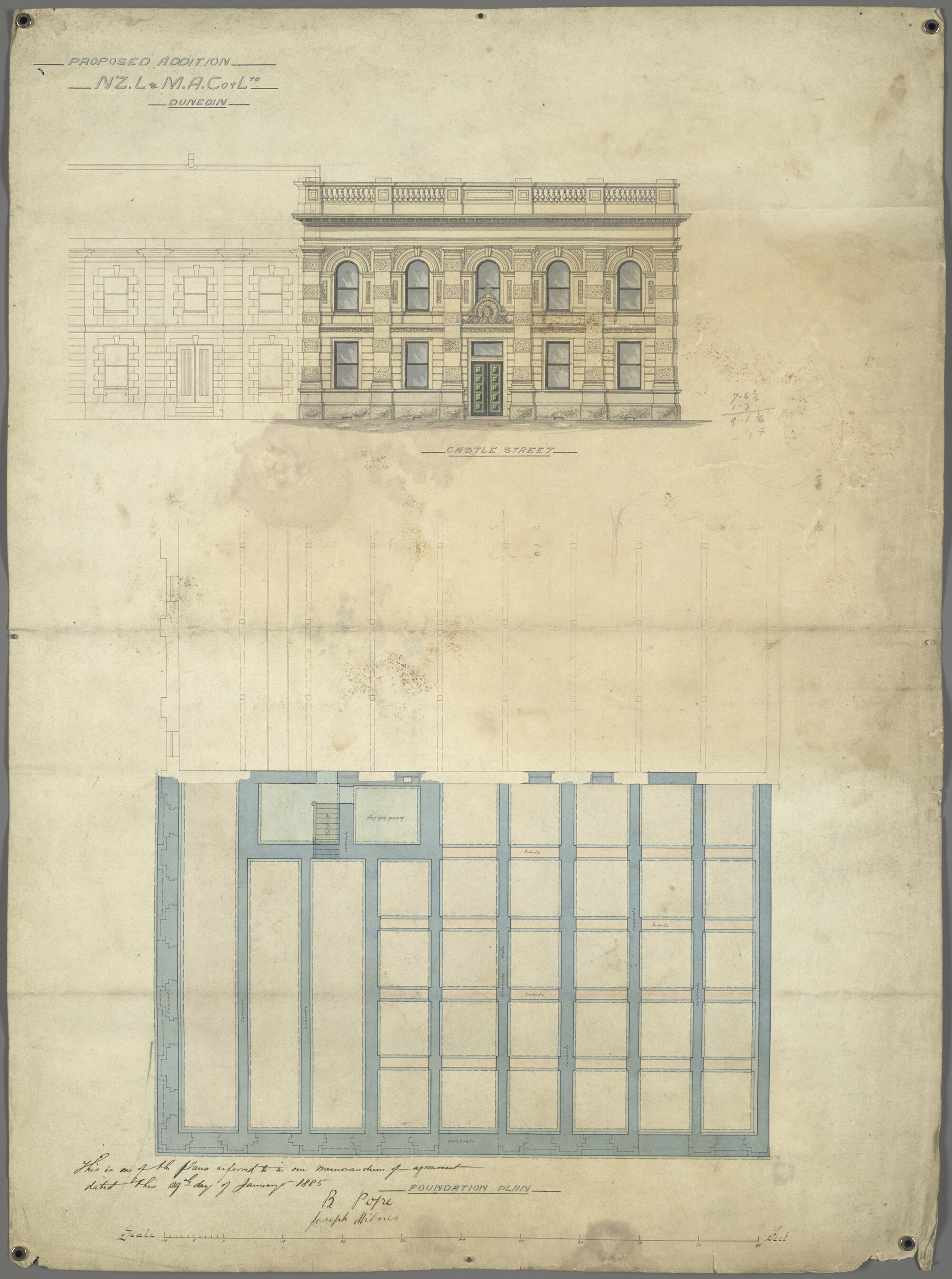 New Zealand Loan and Mercantile Agency Company, plan for additions to building, Dunedin