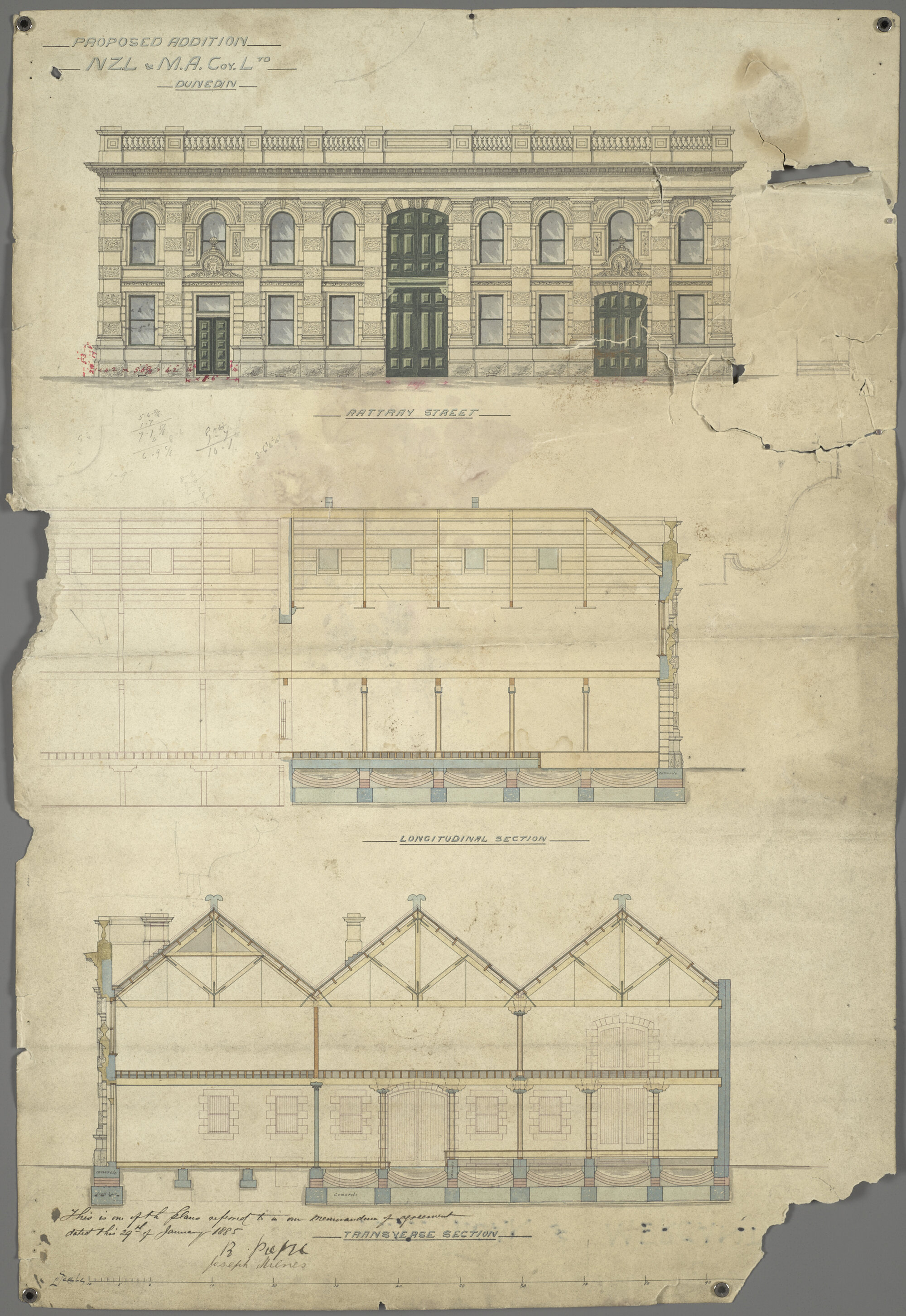 New Zealand Loan and Mercantile Agency Company, plan for additions to building, Dunedin