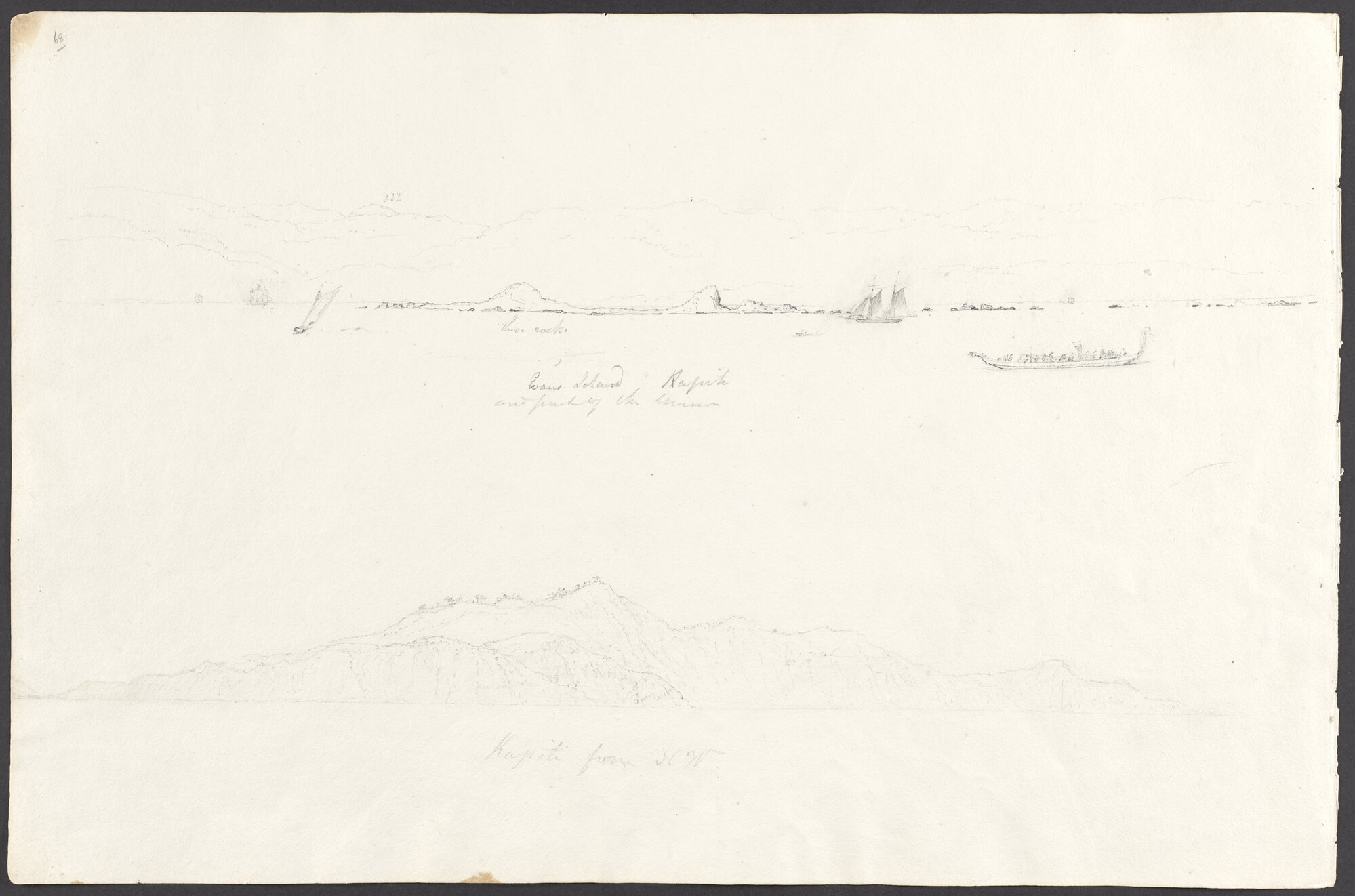Evan&rsquo;s Island Kapiti and part of the harbour. Kapiti from North West